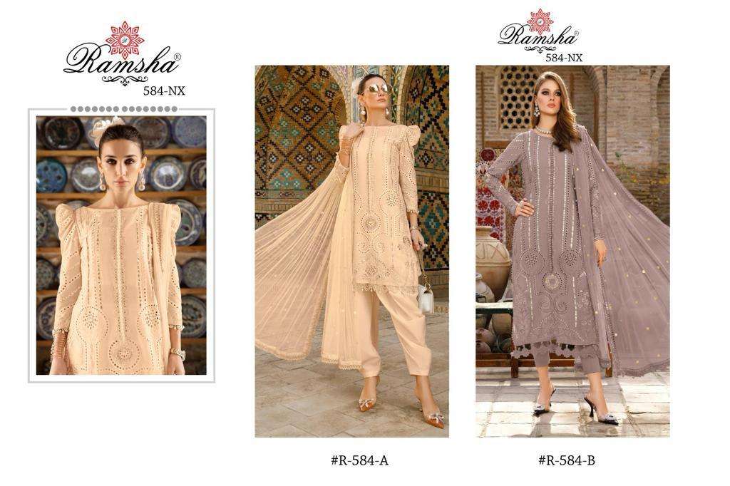 Ramsha R 584 Cambric Embroidered Pakistani Suits Wholesale catalog