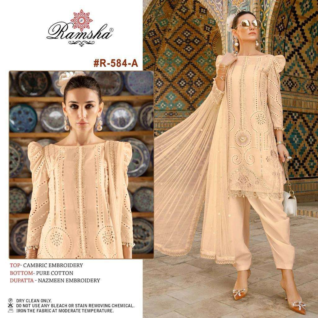 Ramsha R 584 Cambric Embroidered Pakistani Suits Wholesale catalog