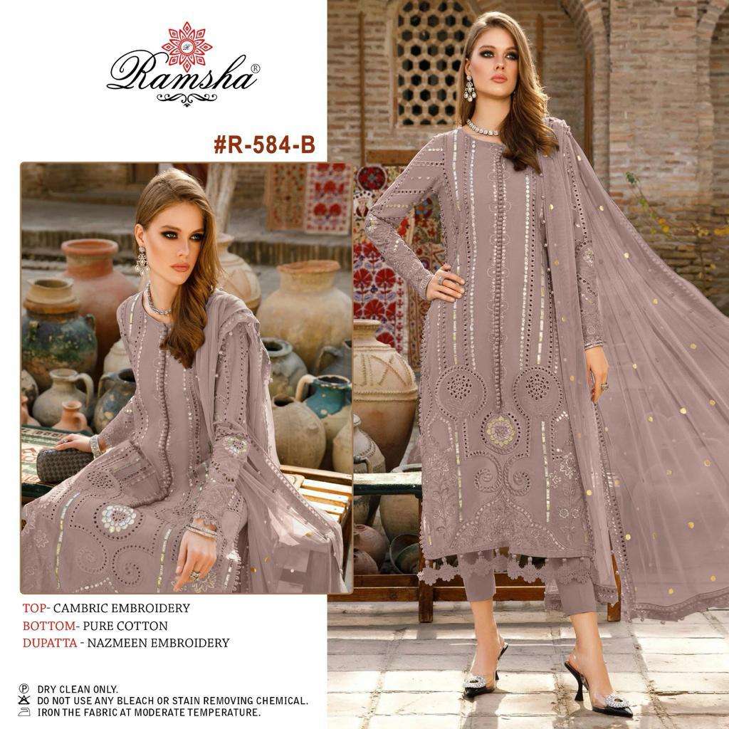 Ramsha R 584 Cambric Embroidered Pakistani Suits Wholesale catalog