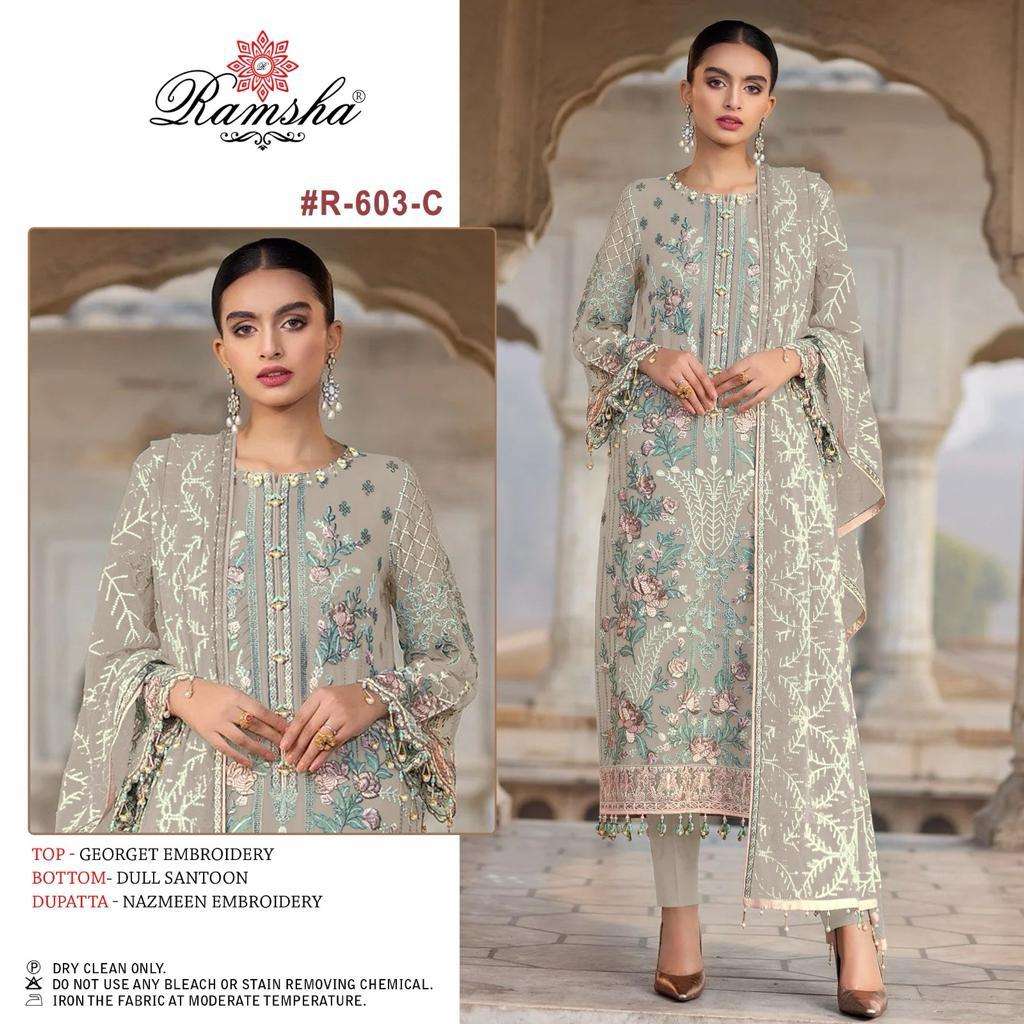 Ramsha R 603 Nx Georgette Pakistani Suits Wholesale catalog