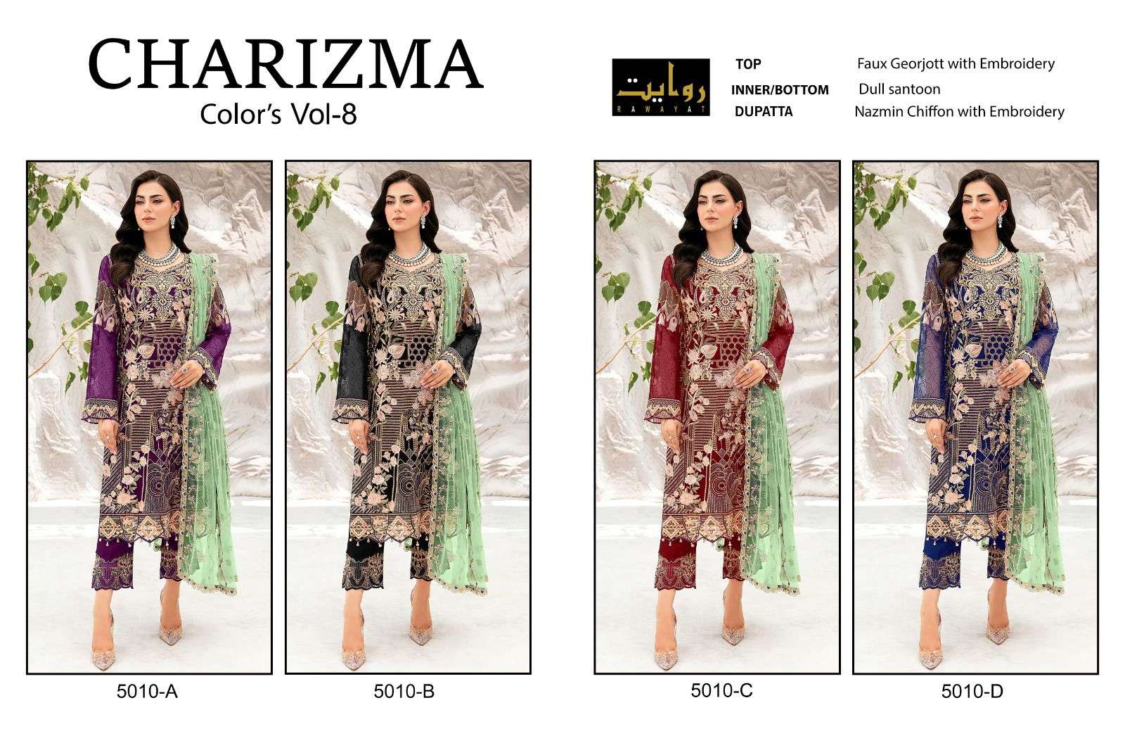 Rawayat Charizma Colors Vol 8 Pakistani Suits Wholesale catalog