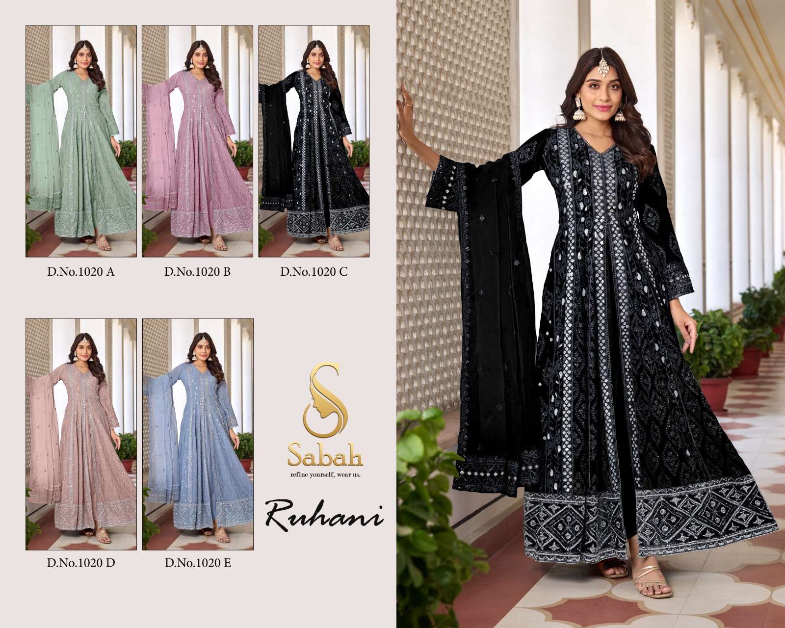 Sabah Ruhani Faux Georgette Designer Salwar Suits Wholesale catalog