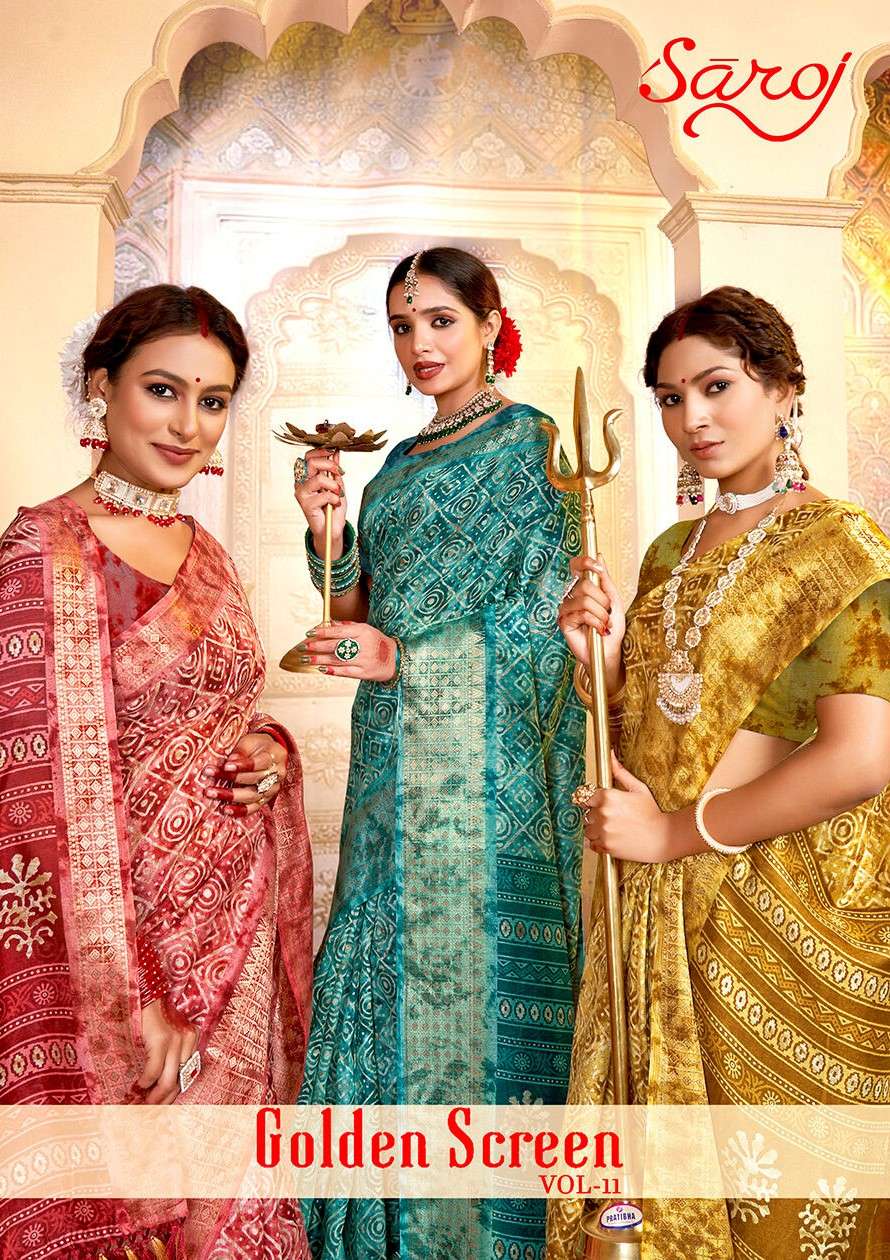 Saroj Golden Screen Vol - 11 Cotton jacquard  Saree Wholesale catalog    