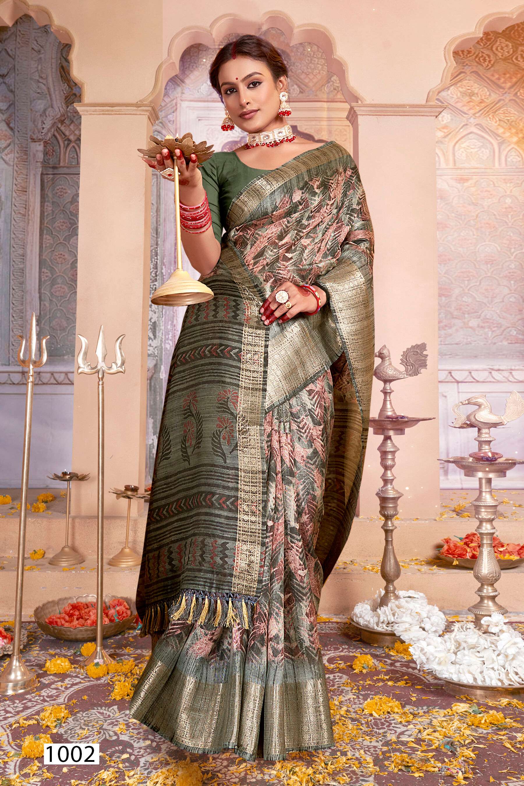 Saroj Golden Screen Vol - 12 Crystal jacquard border printed saree wholesale catalog