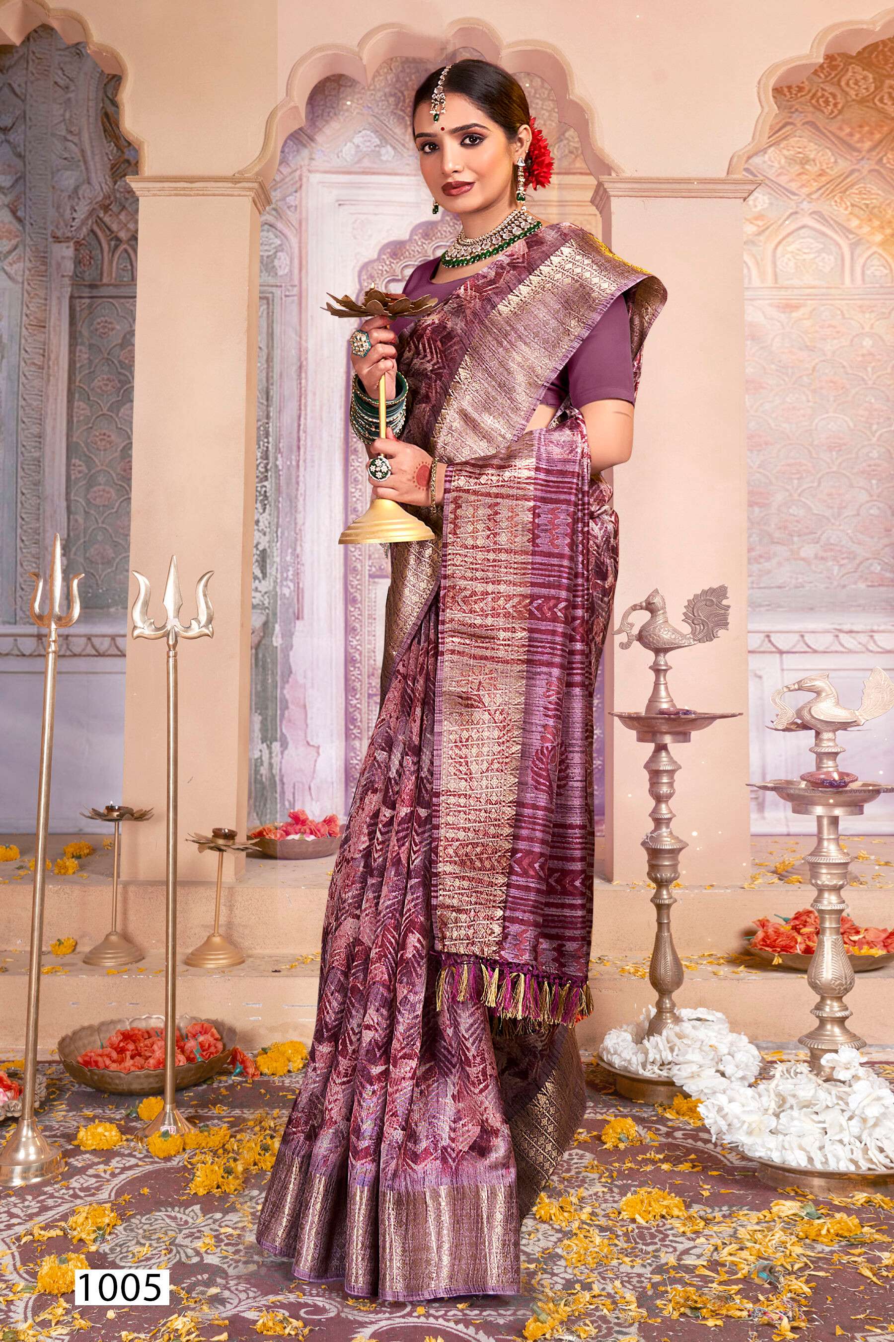 Saroj Golden Screen Vol - 12 Crystal jacquard border printed saree wholesale catalog