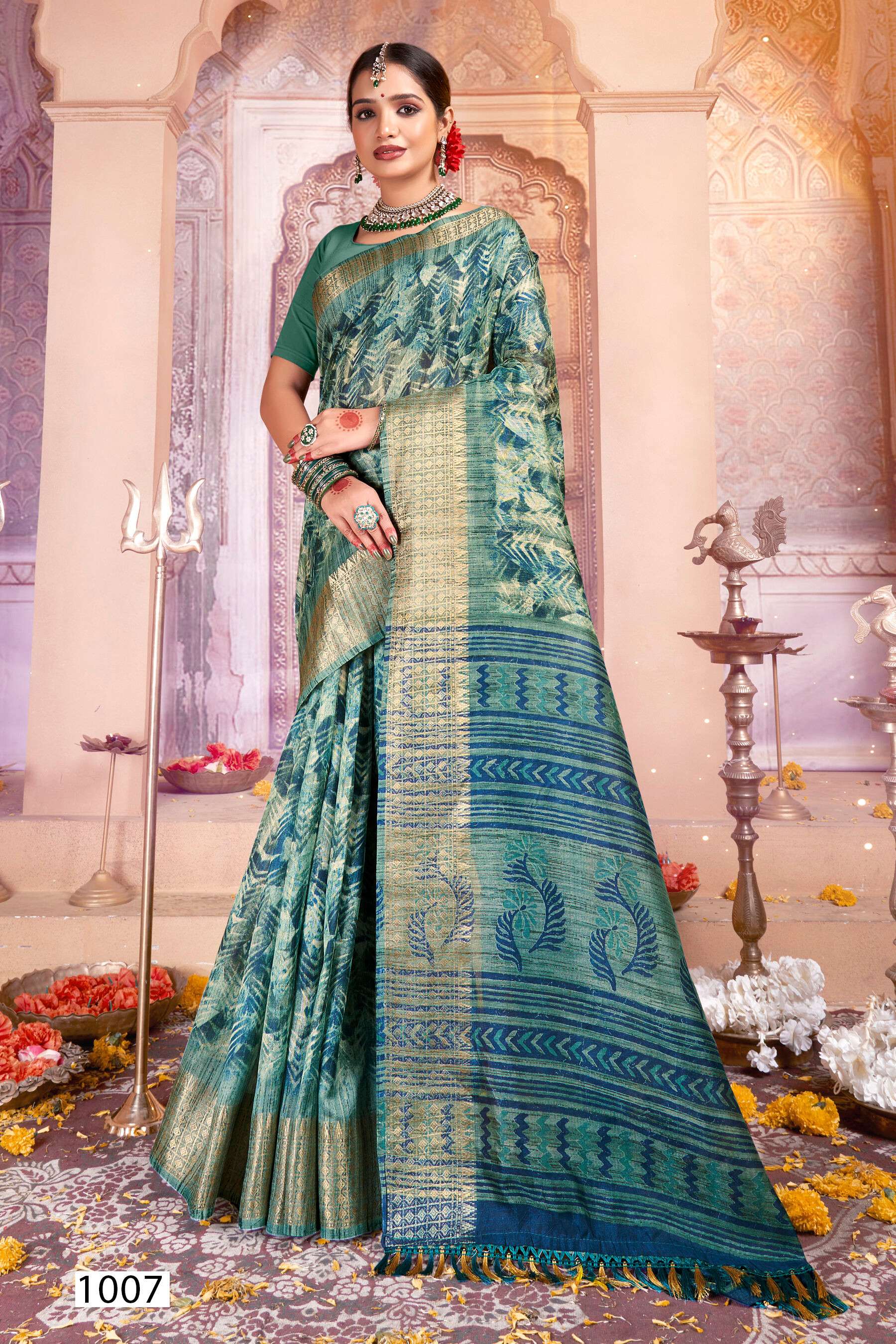 Saroj Golden Screen Vol - 12 Crystal jacquard border printed saree wholesale catalog