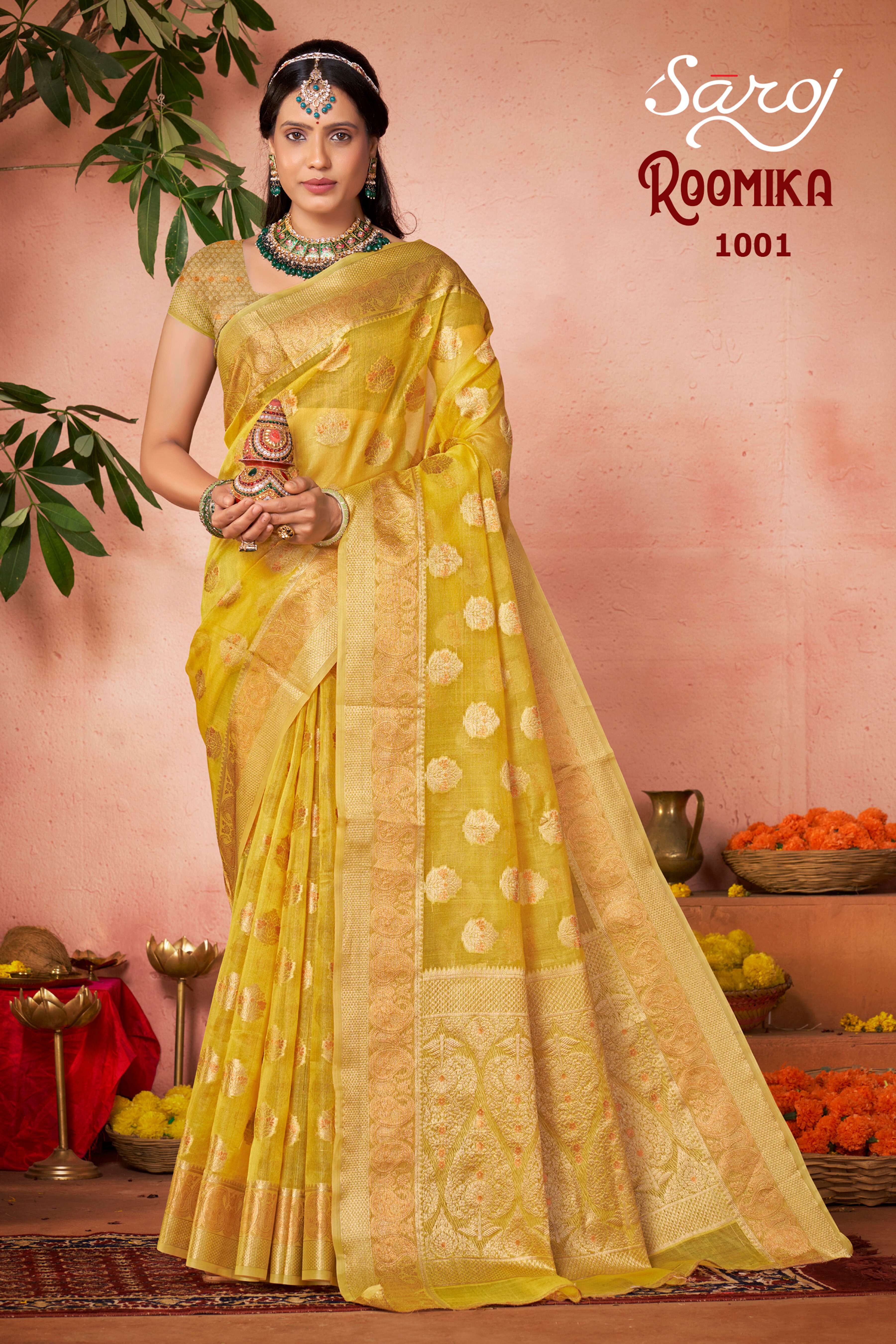 Saroj  Roomika  Soft organza with Rich Pallu Wholesale catalog  