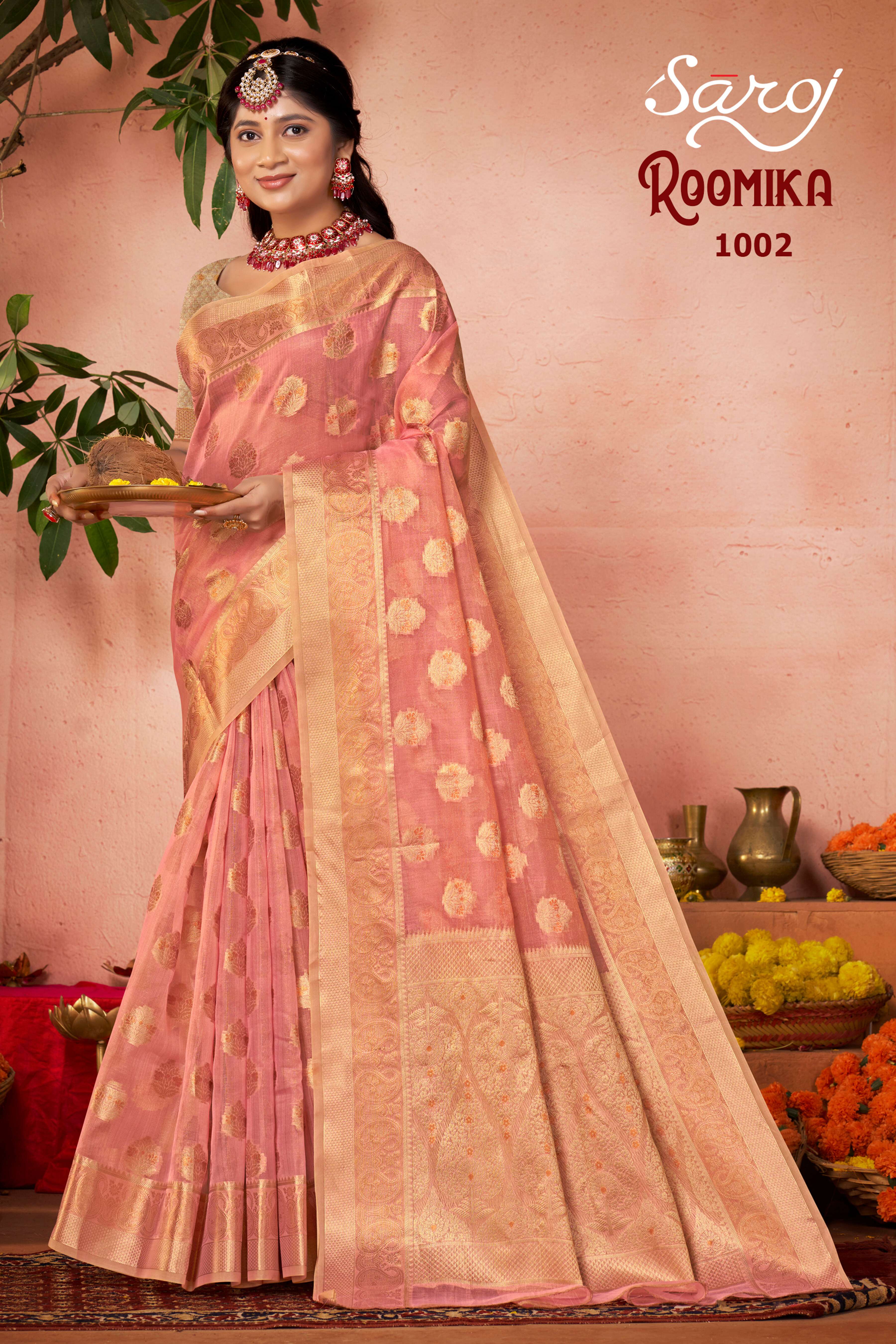 Saroj  Roomika  Soft organza with Rich Pallu Wholesale catalog  