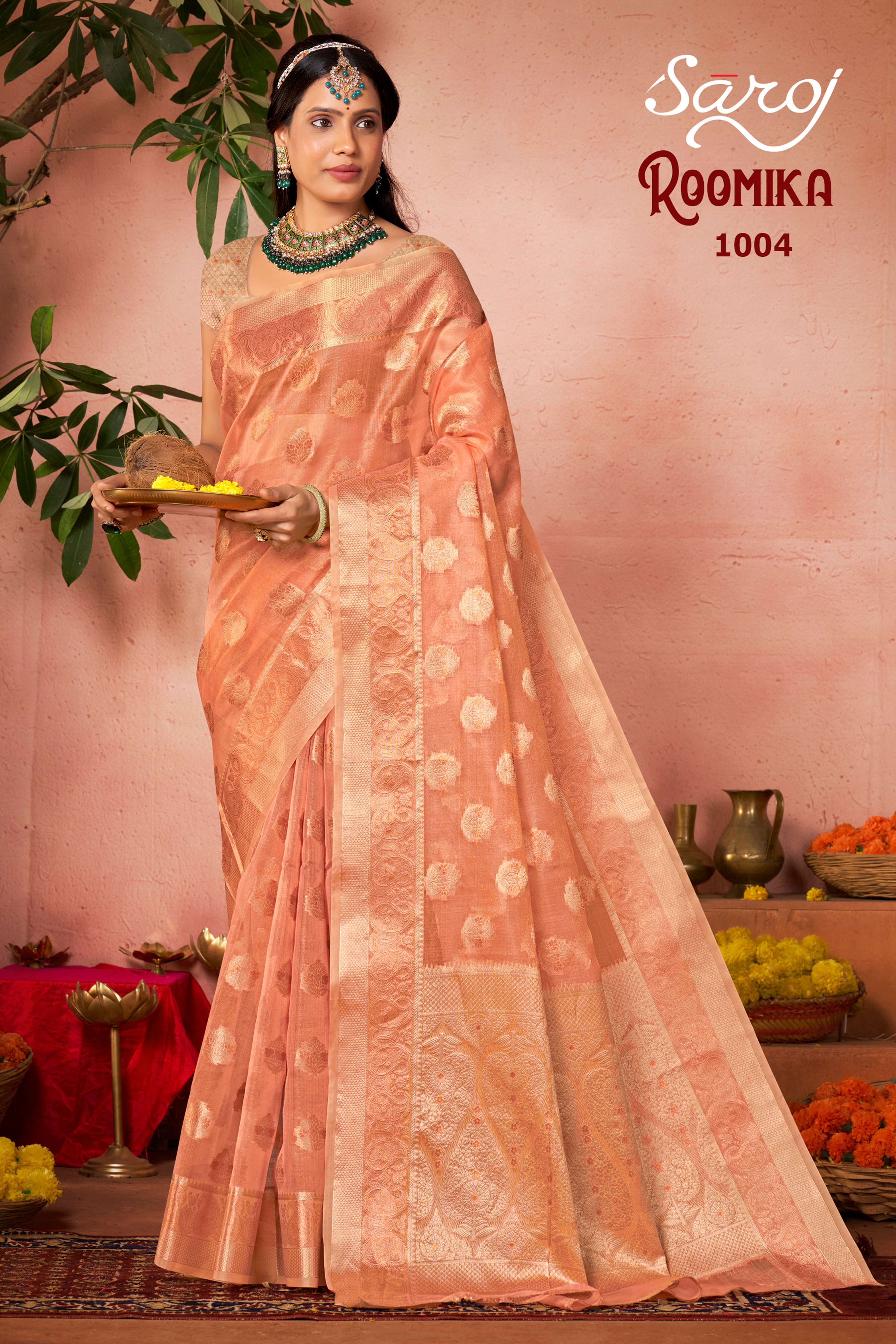 Saroj  Roomika  Soft organza with Rich Pallu Wholesale catalog  