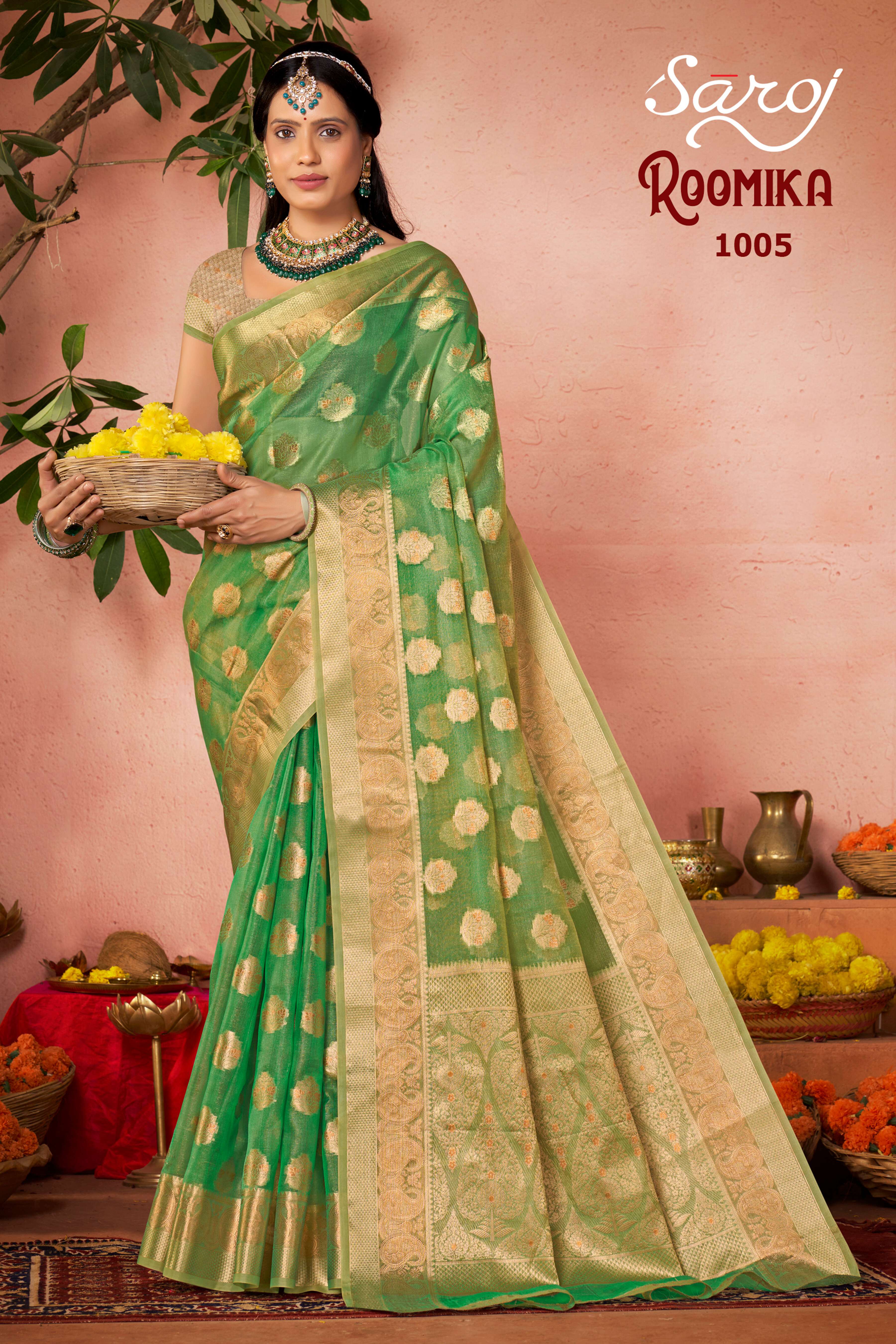 Saroj  Roomika  Soft organza with Rich Pallu Wholesale catalog  