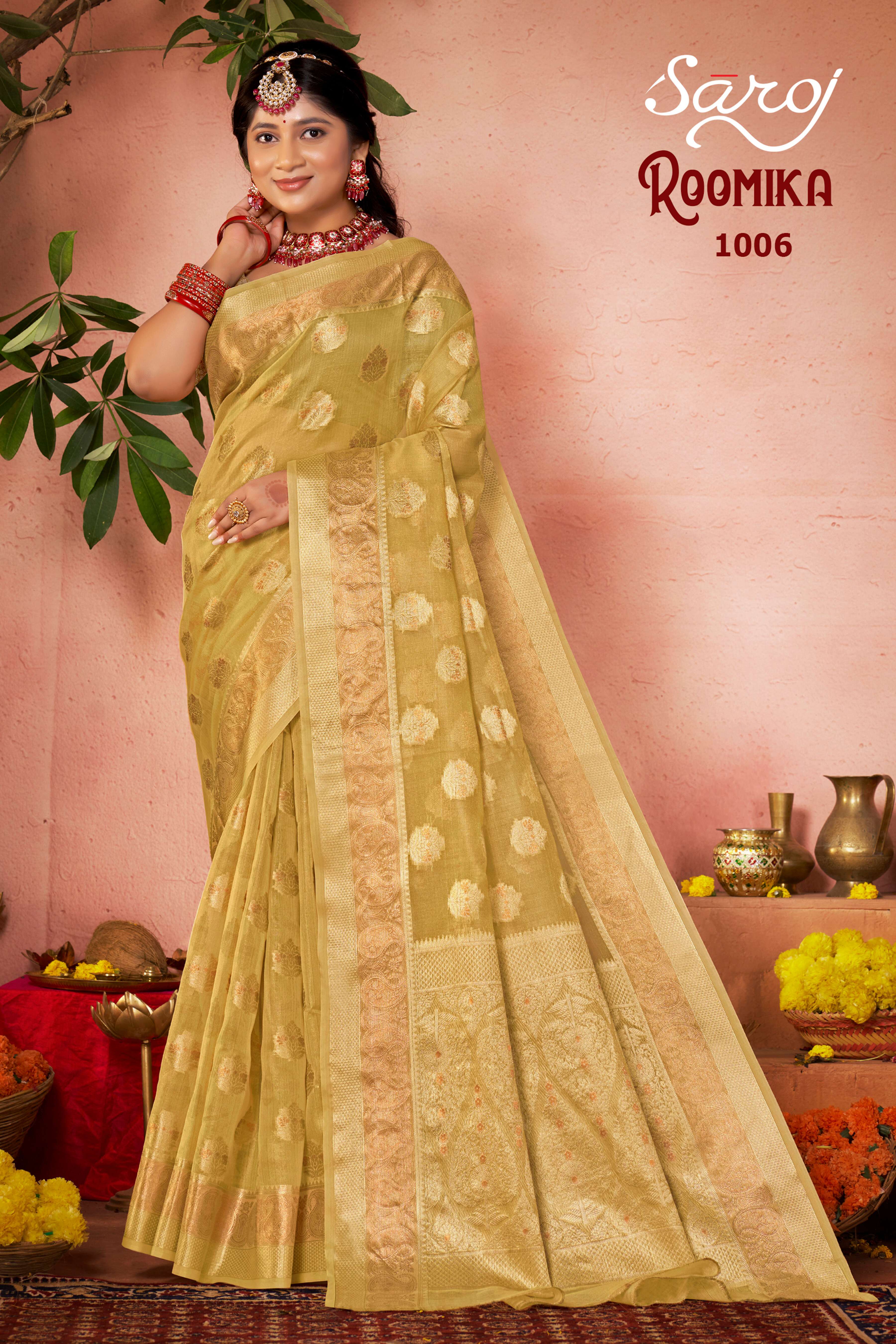 Saroj  Roomika  Soft organza with Rich Pallu Wholesale catalog  