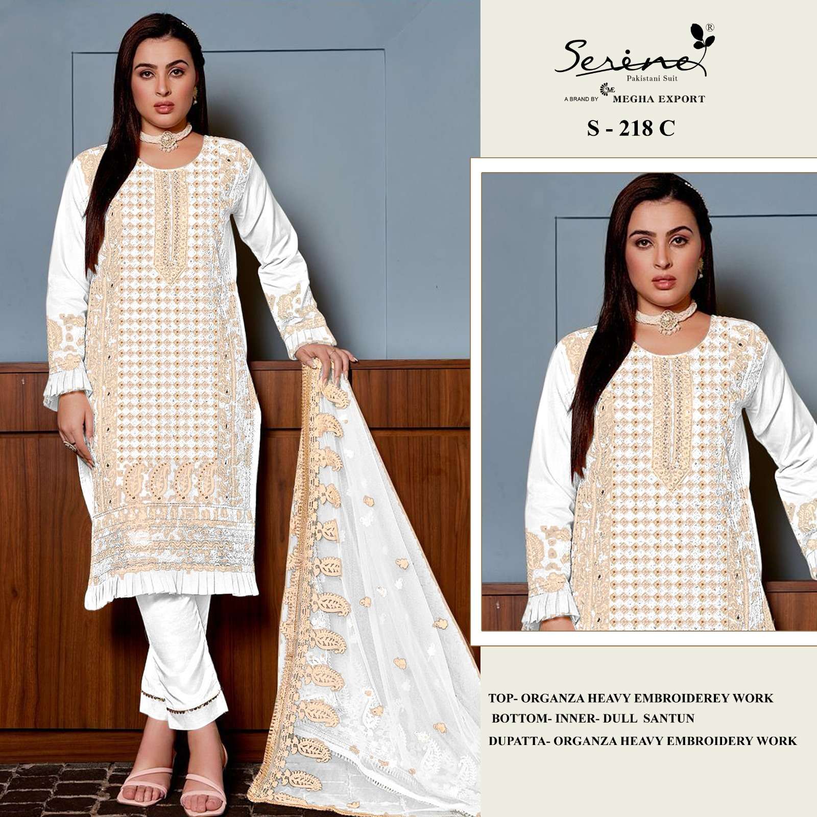 Serine S 218 A To D Organza Embroidered Pakistani Suits Wholesale catalog