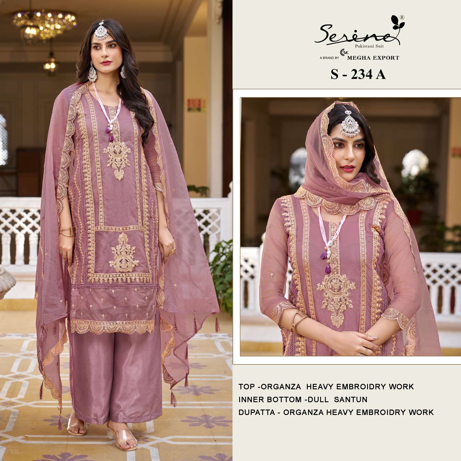 Serine S 234 A To D Organza Embroidered Pakistani Suits Wholesale catalog