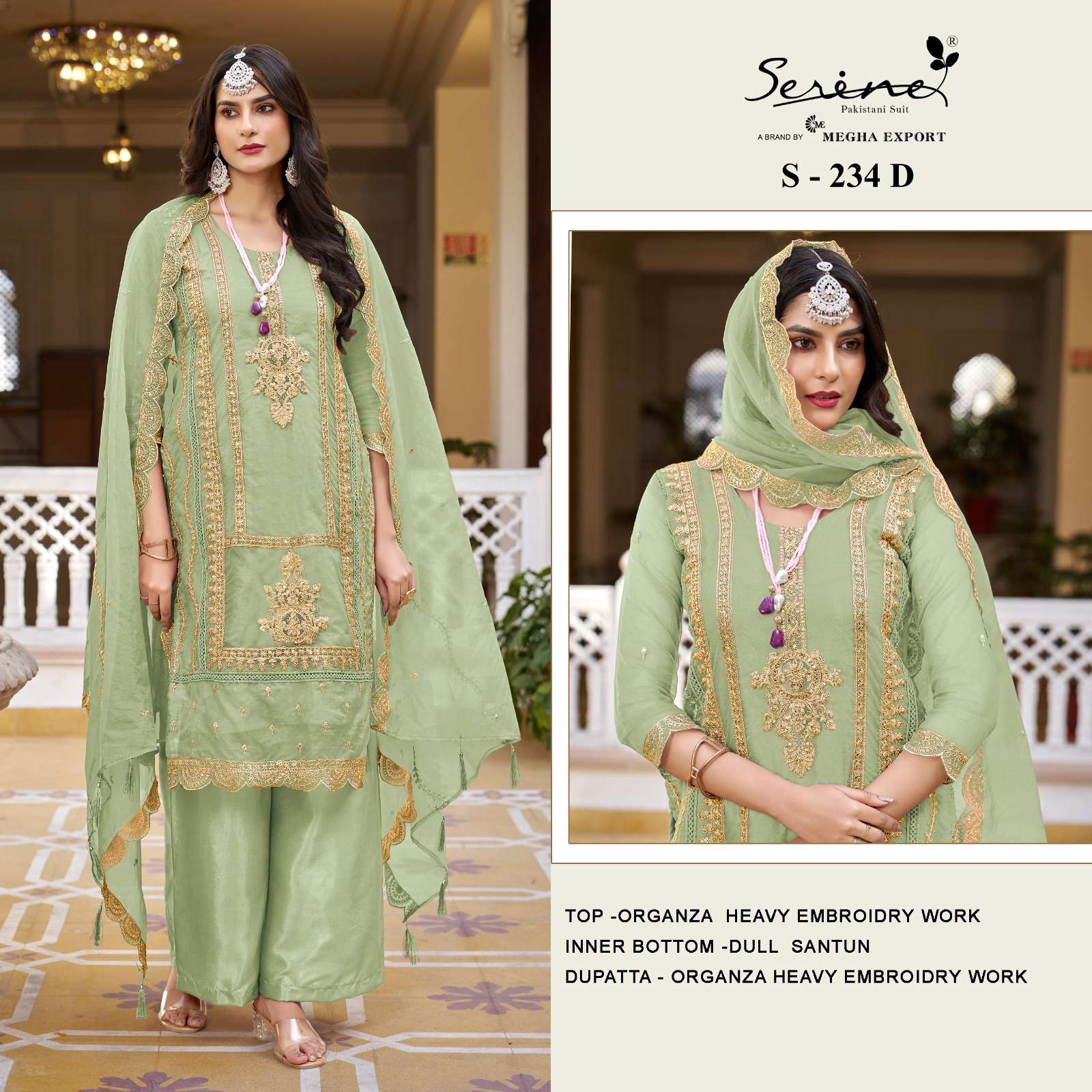Serine S 234 A To D Organza Embroidered Pakistani Suits Wholesale catalog