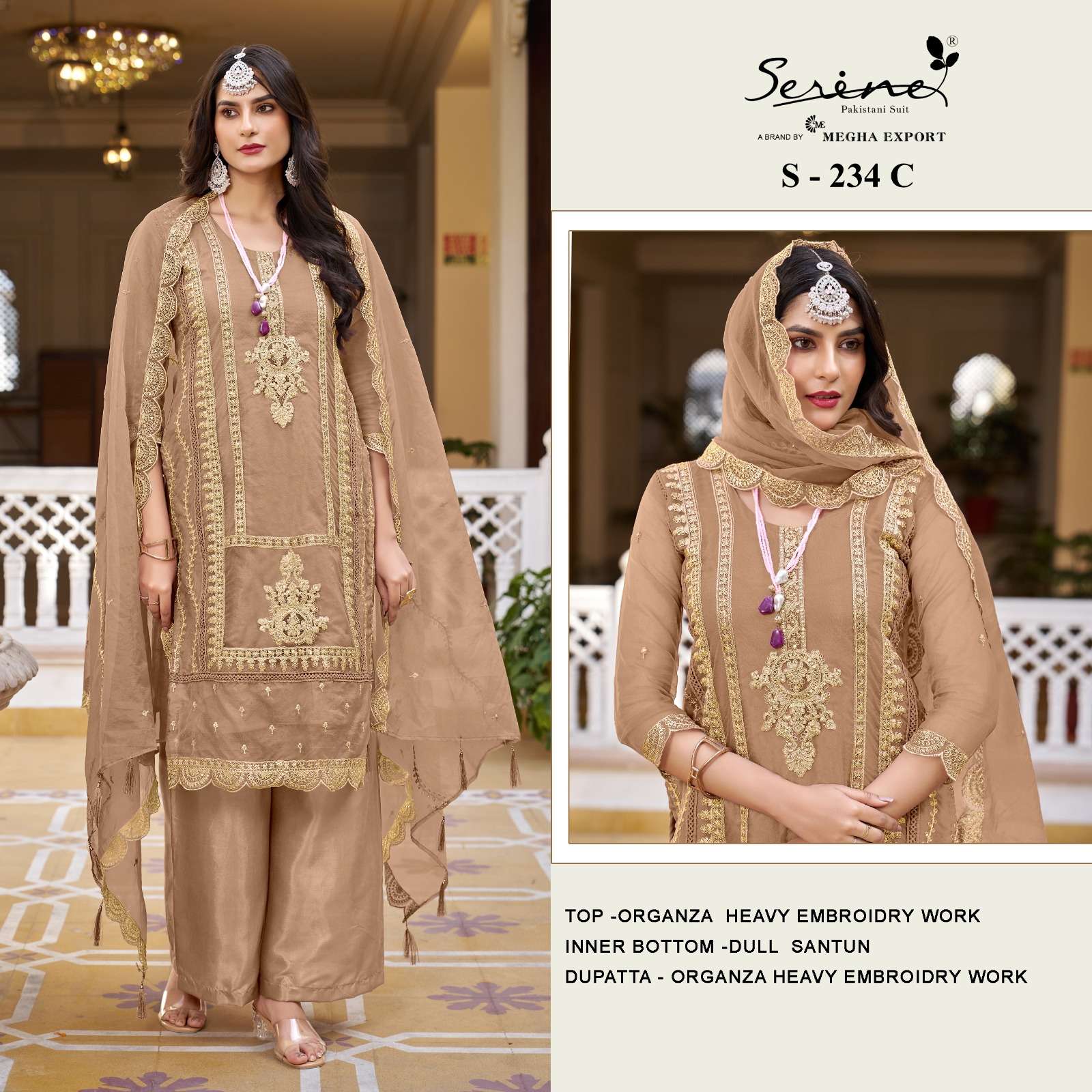 Serine S 234 A To D Organza Embroidered Pakistani Suits Wholesale catalog