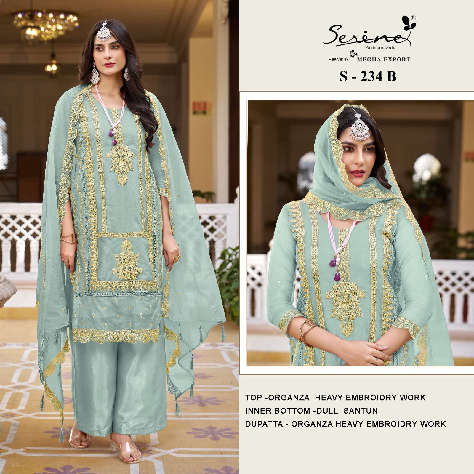 Serine S 234 A To D Organza Embroidered Pakistani Suits Wholesale catalog