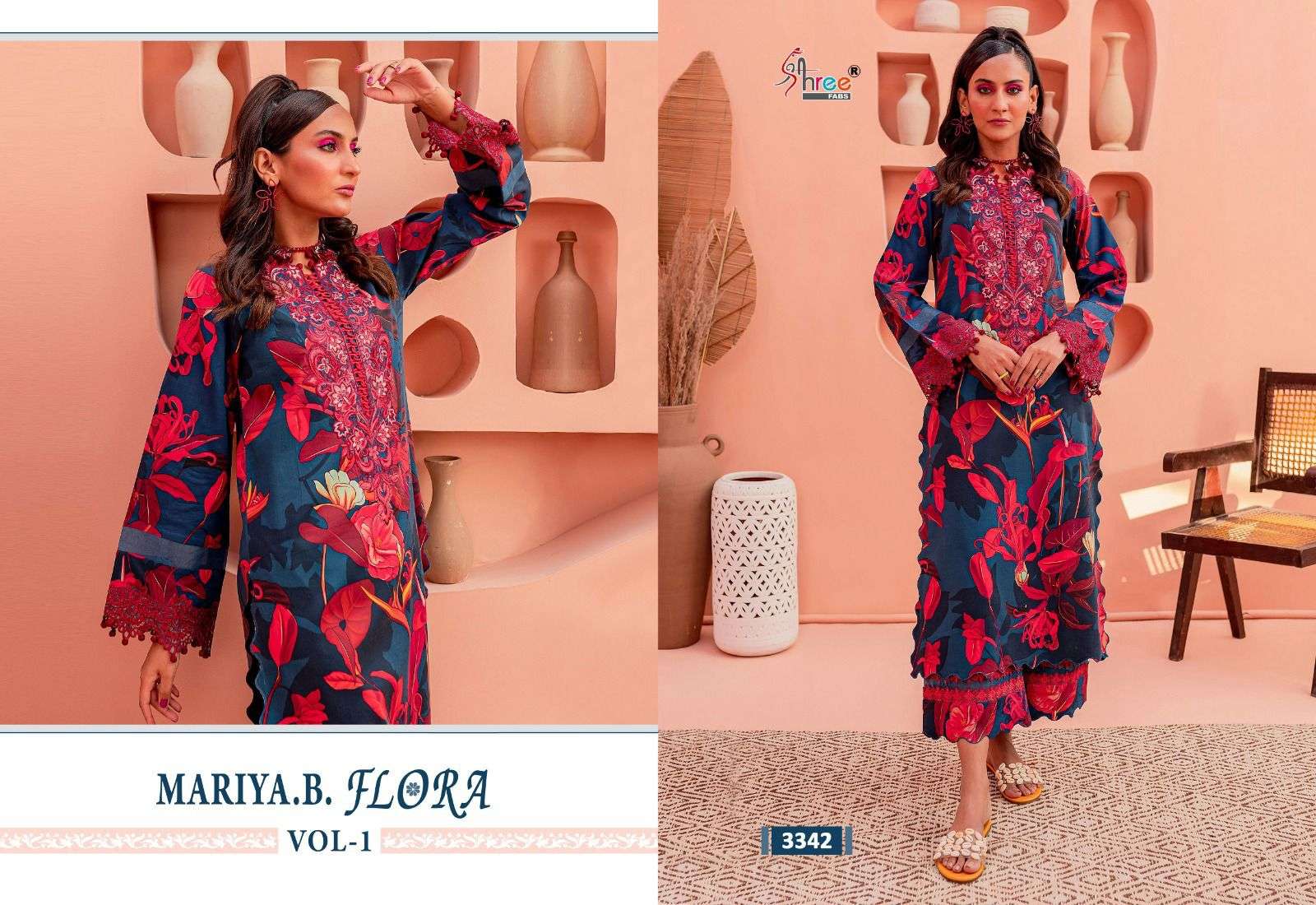 Shree Mariya B Flora Vol 1 Cotton Dupatta Pakistani Suits Wholesale catalog