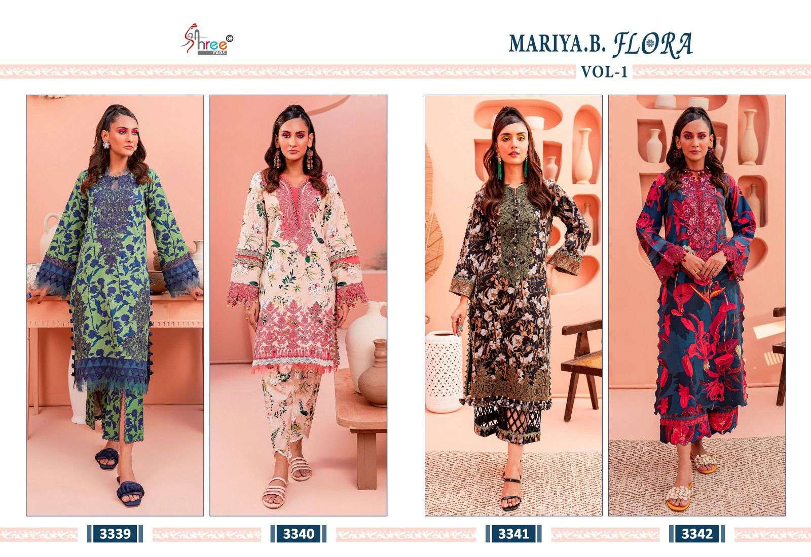 Shree Mariya B Flora Vol 1 Cotton Dupatta Pakistani Suits Wholesale catalog