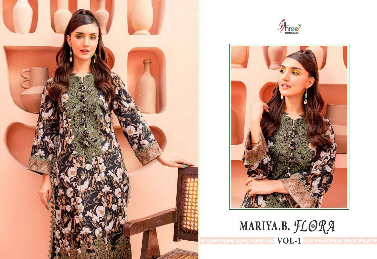 Shree Mariya B Flora Vol 1 Cotton Dupatta Pakistani Suits Wholesale catalog