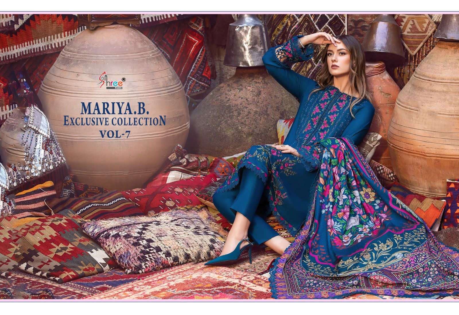 Shree Mariya B Vol 7 Chiffon Dupatta Pakistani Suits Wholesale catalog