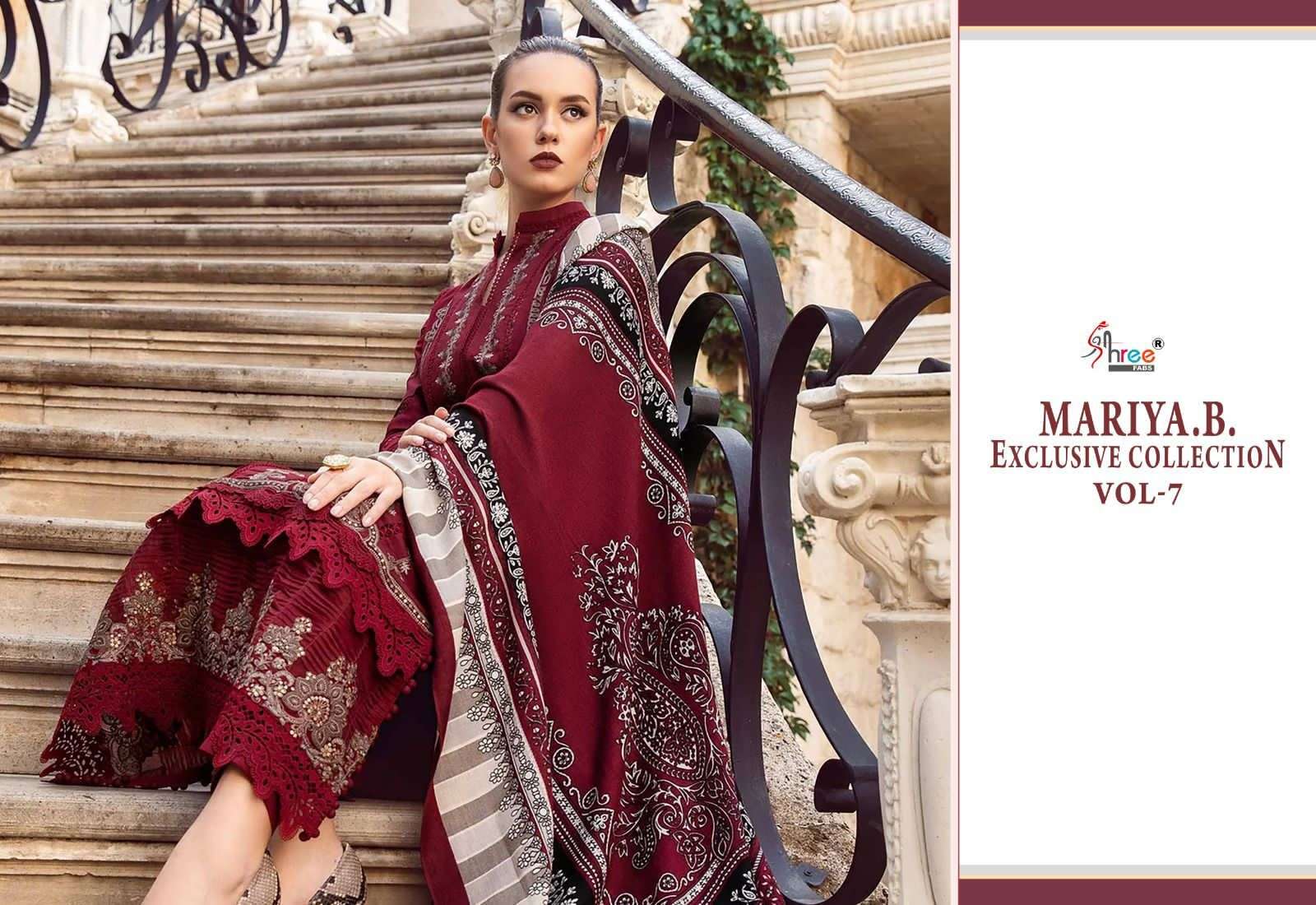 Shree Mariya B Vol 7 Chiffon Dupatta Pakistani Suits Wholesale catalog