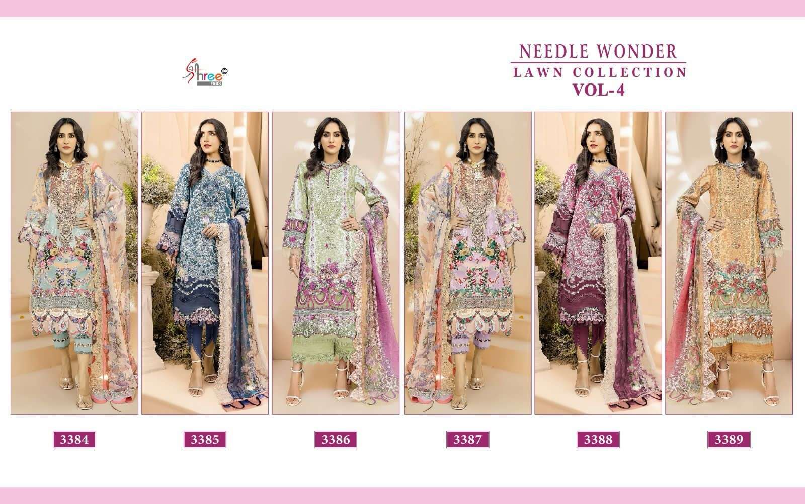Shree Needle Wonder Vol 4 Chiffon Dupatta Salwar Suits Wholesale catalog