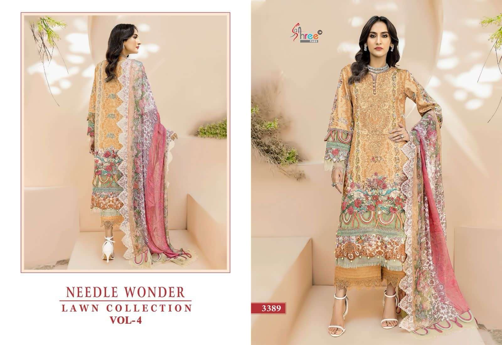 Shree Needle Wonder Vol 4 Chiffon Dupatta Salwar Suits Wholesale catalog