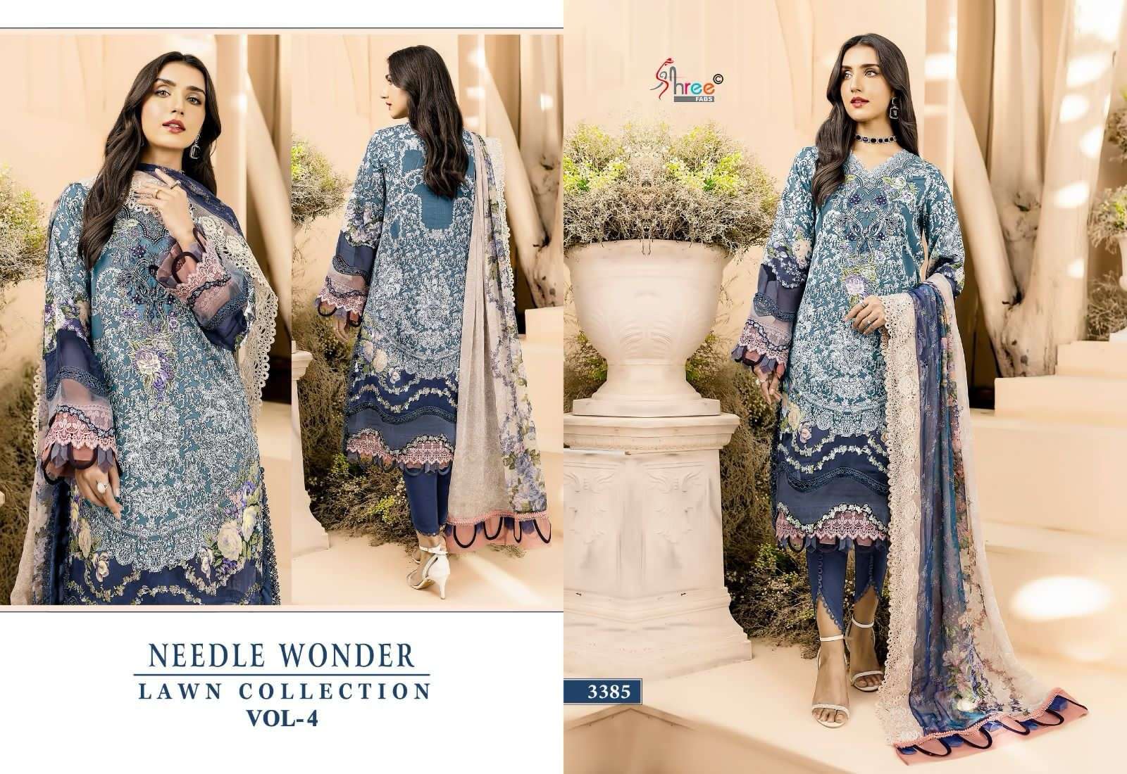 Shree Needle Wonder Vol 4 Chiffon Dupatta Salwar Suits Wholesale catalog