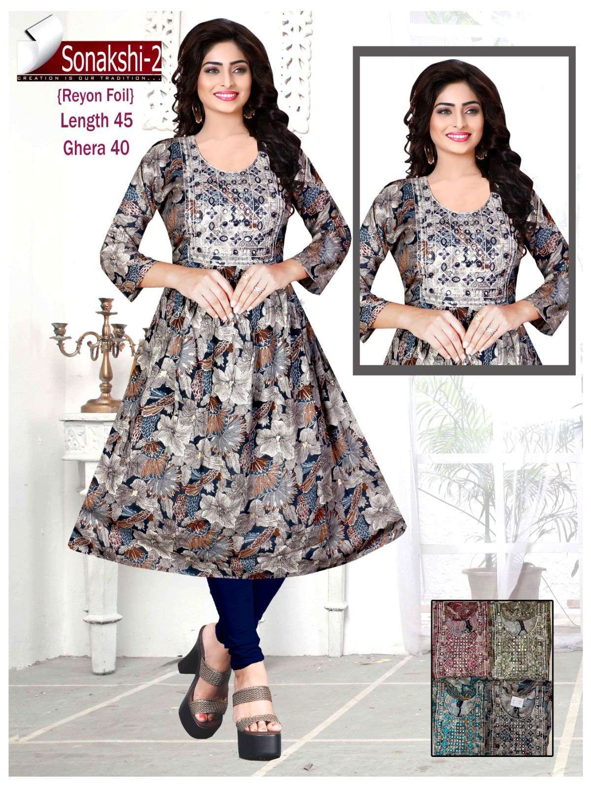 Sonakshi Rayon Foil Kurti Wholesale catalog