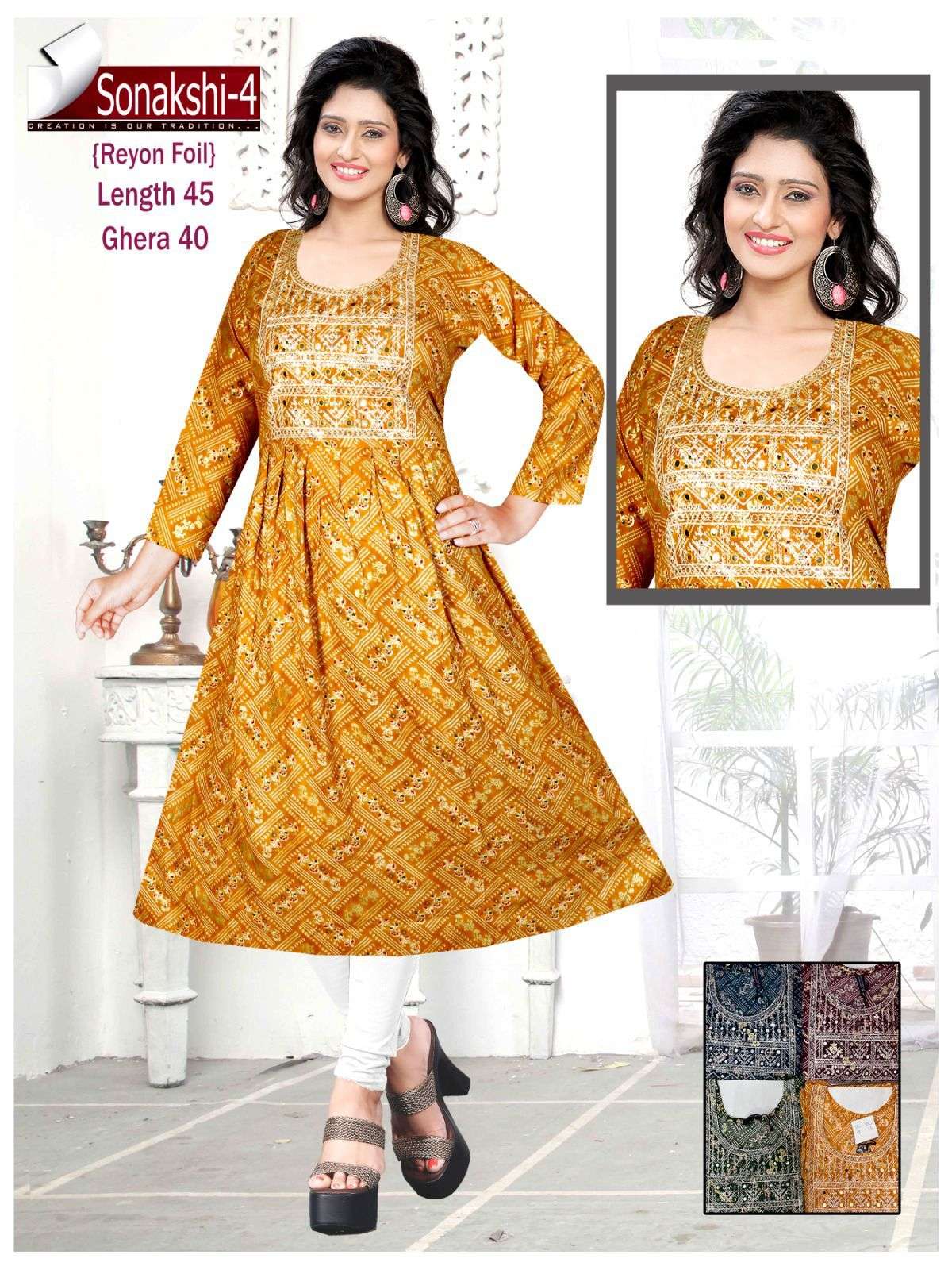 Sonakshi Rayon Foil Kurti Wholesale catalog