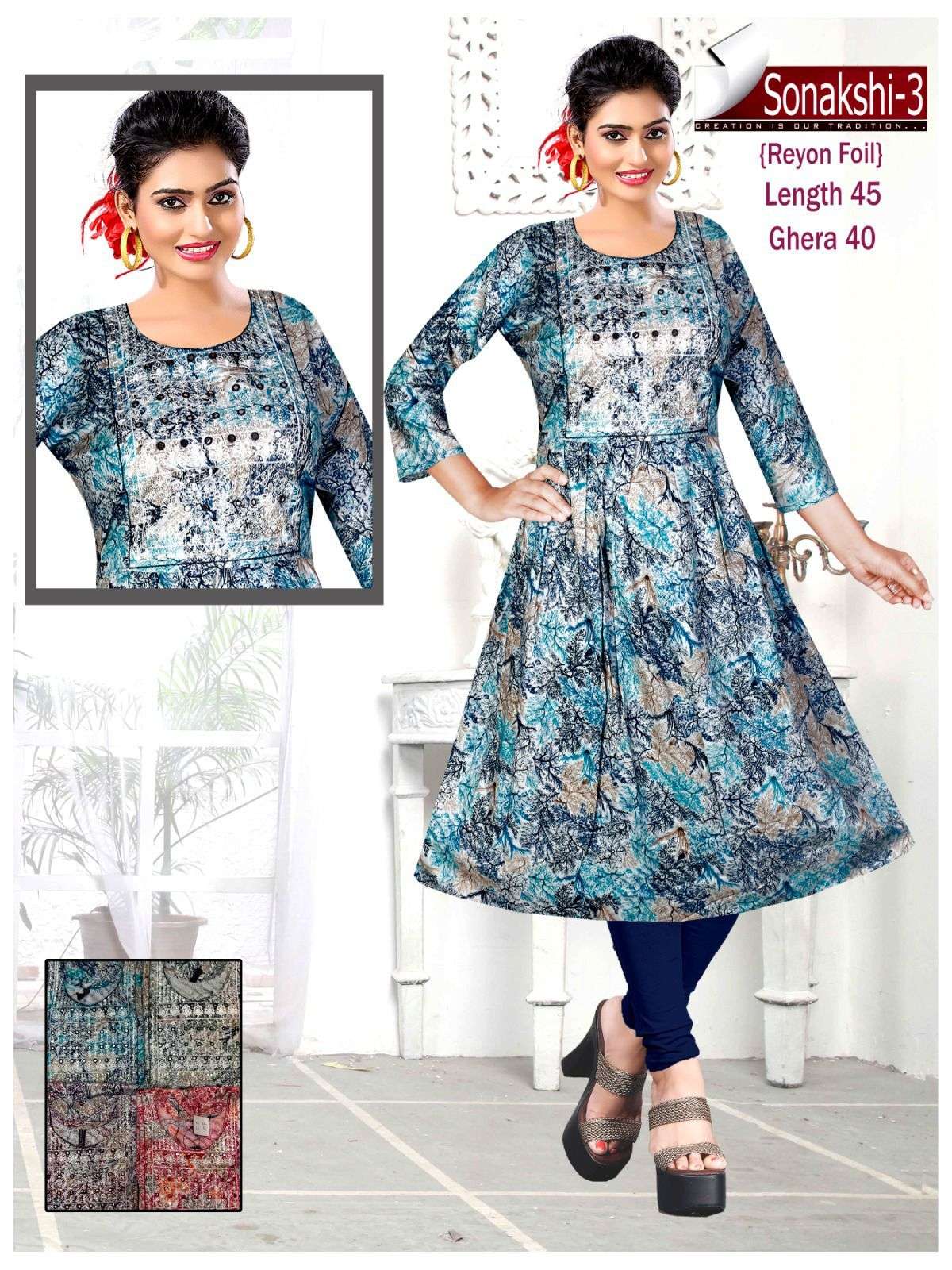 Sonakshi Rayon Foil Kurti Wholesale catalog