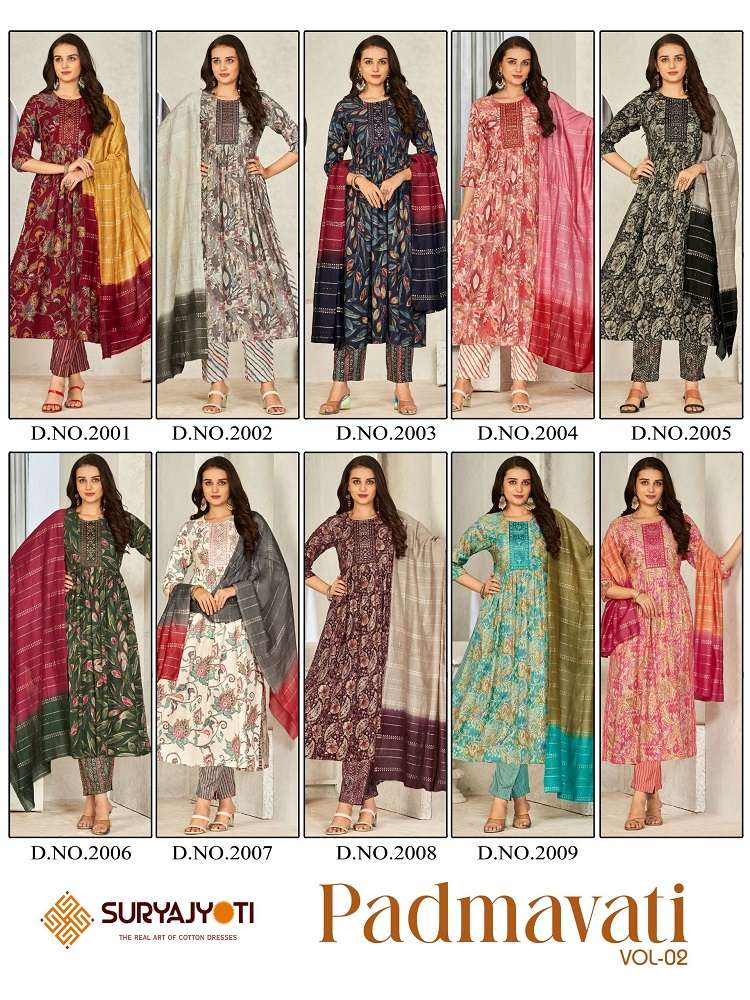 Suryajyoti Padmavati Vol-2 -Nyra Cut Kurti Pant With Dupatta -Wholesale Catalog