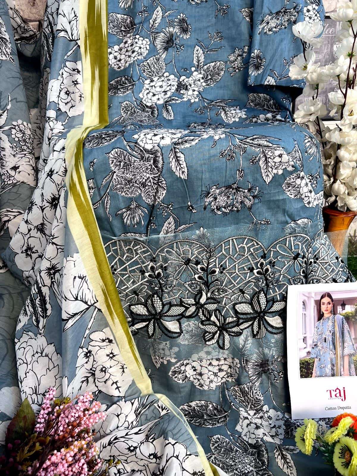 Taj 457 and 458 Cotton dupatta Salawar Kameez Wholesale catalog
