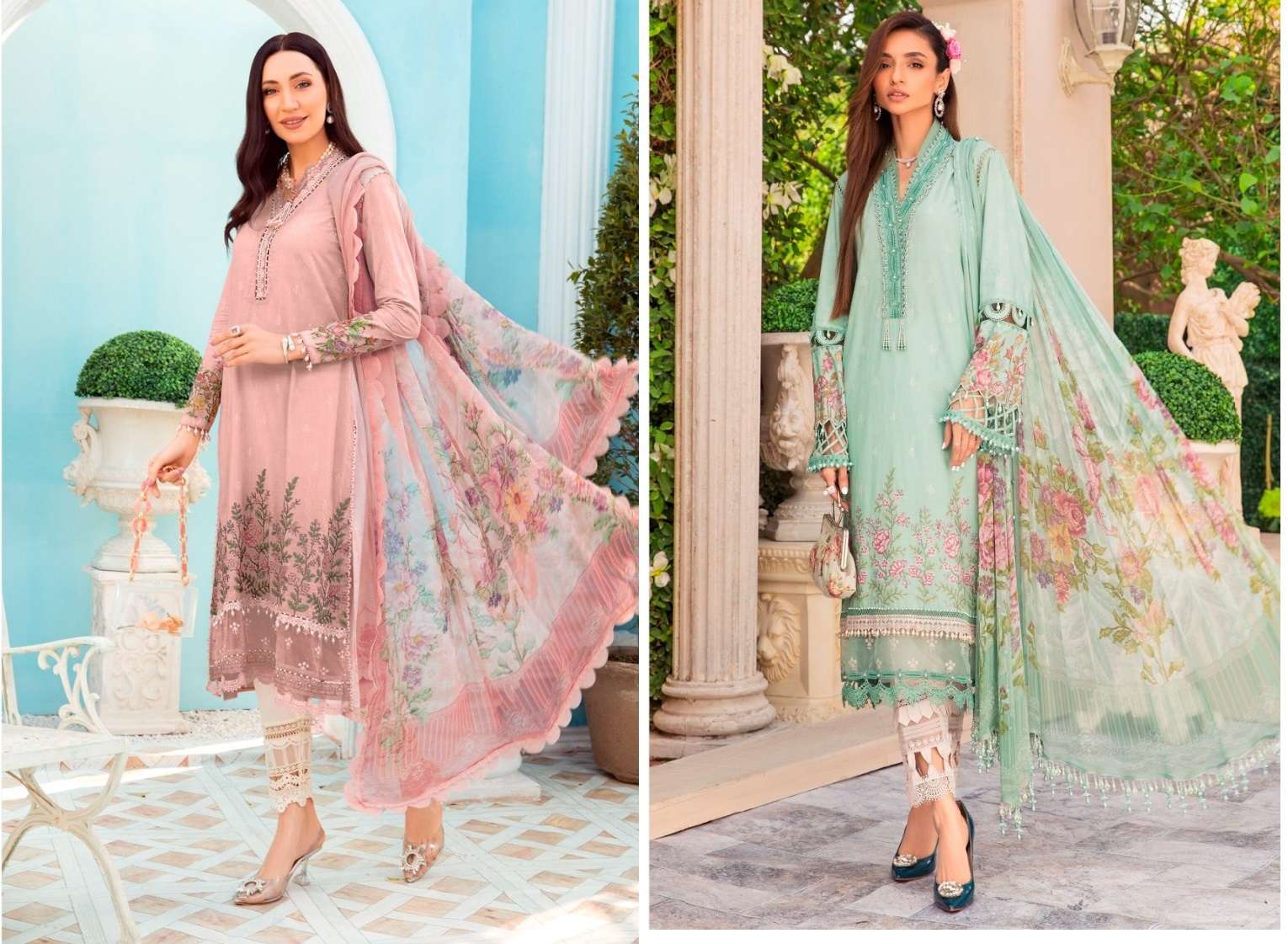 Taj 460 And 461 Cotton Dupatta Pakistani suits Wholesale catalog