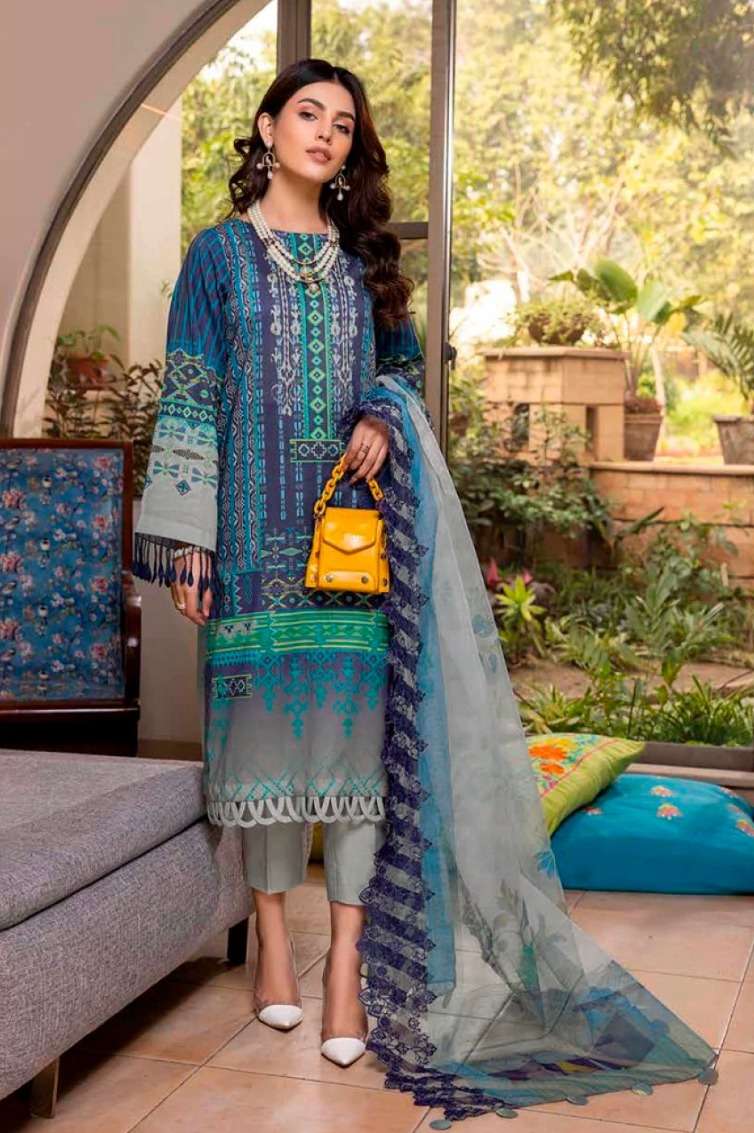 Taj 480 And 481 Cotton Dupatta Pakistani Suits Wholesale catalog