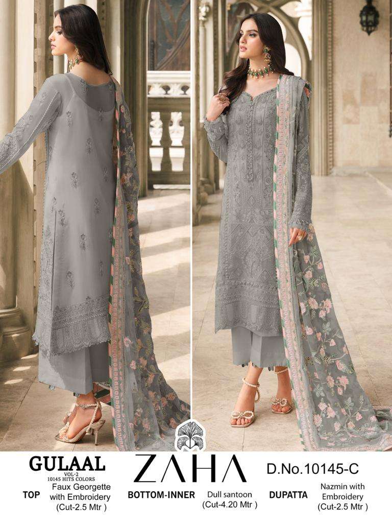 Zaha Gulaal 10145 A To D Faux Georgette Pakistani Suits Wholesale catalog
