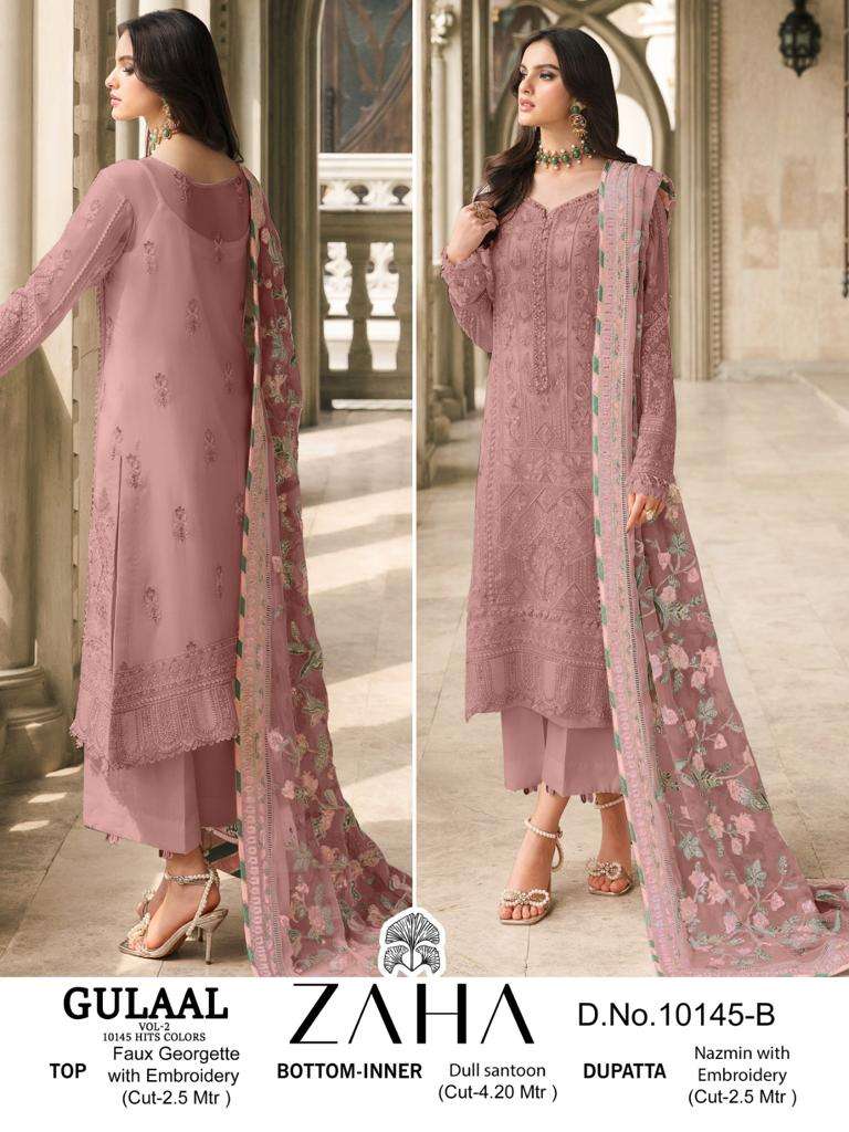 Zaha Gulaal 10145 A To D Faux Georgette Pakistani Suits Wholesale catalog