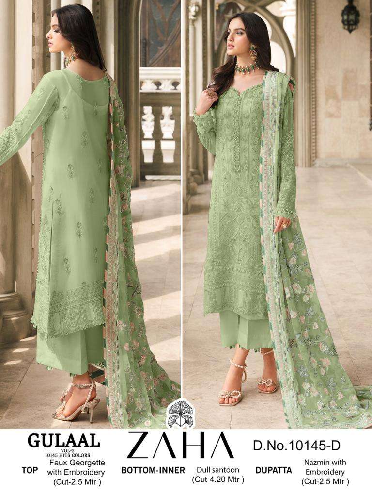 Zaha Gulaal 10145 A To D Faux Georgette Pakistani Suits Wholesale catalog