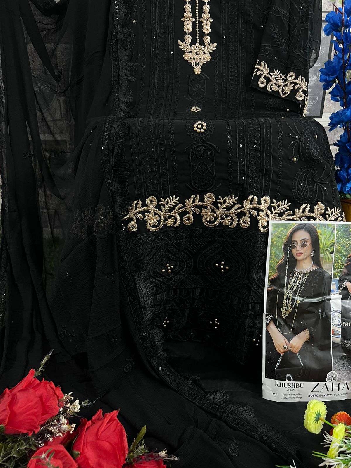 Zaha Khushbu 10152 Faux Georgette Embroidered Pakistani Suits Wholesale catalog