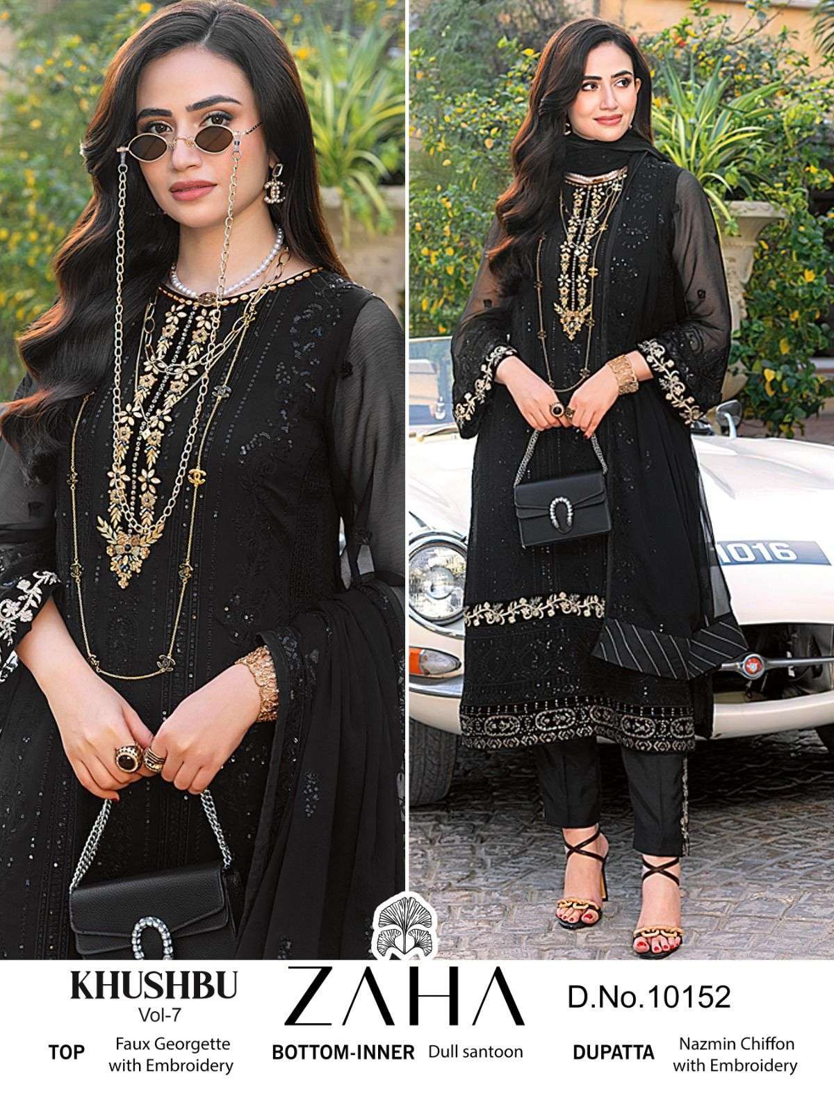 Zaha Khushbu 10152 Faux Georgette Embroidered Pakistani Suits Wholesale catalog