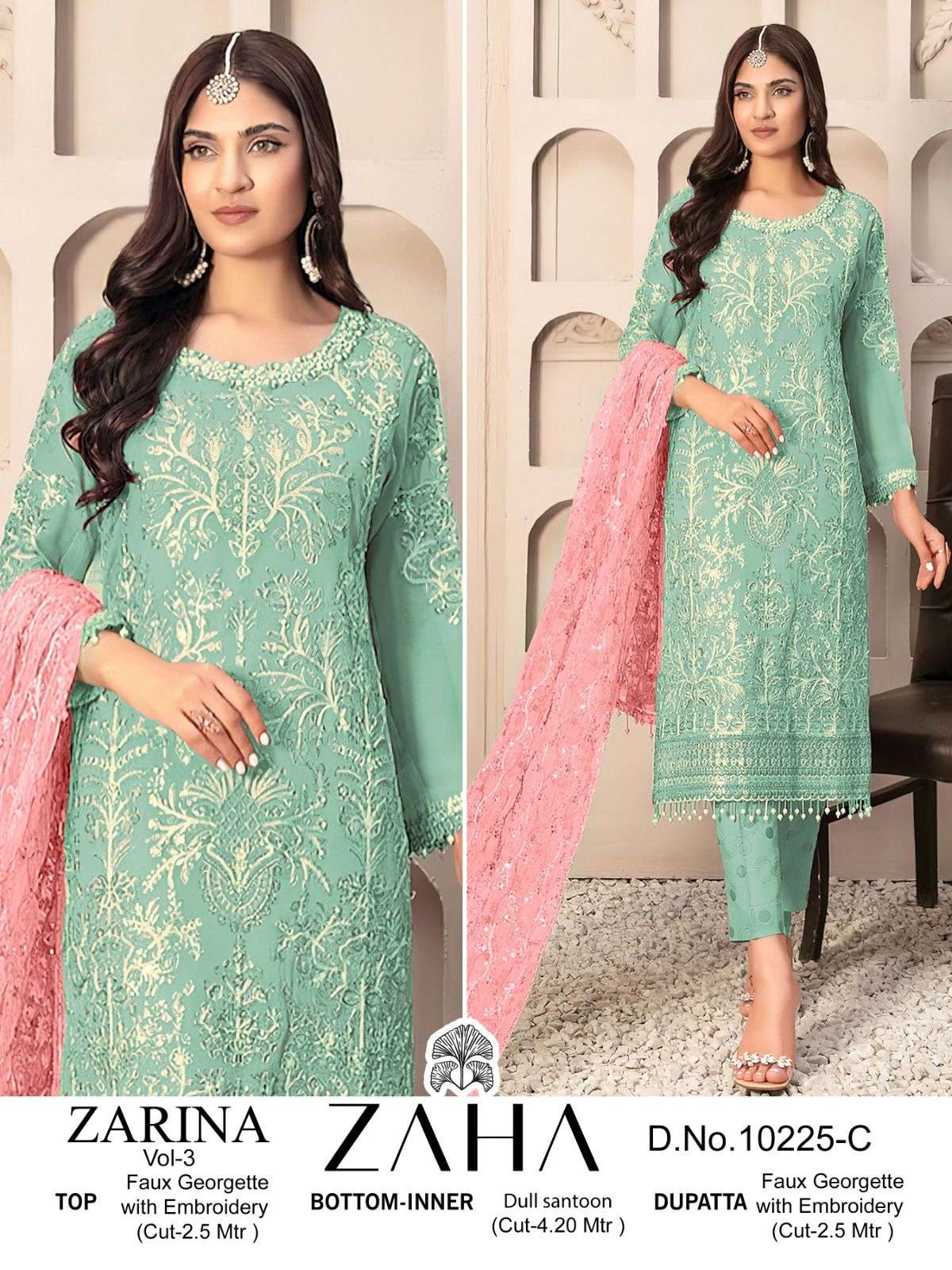 Zaha Zarina Vol 3 Faux Georgette Salwar Kameez Wholesale catalog