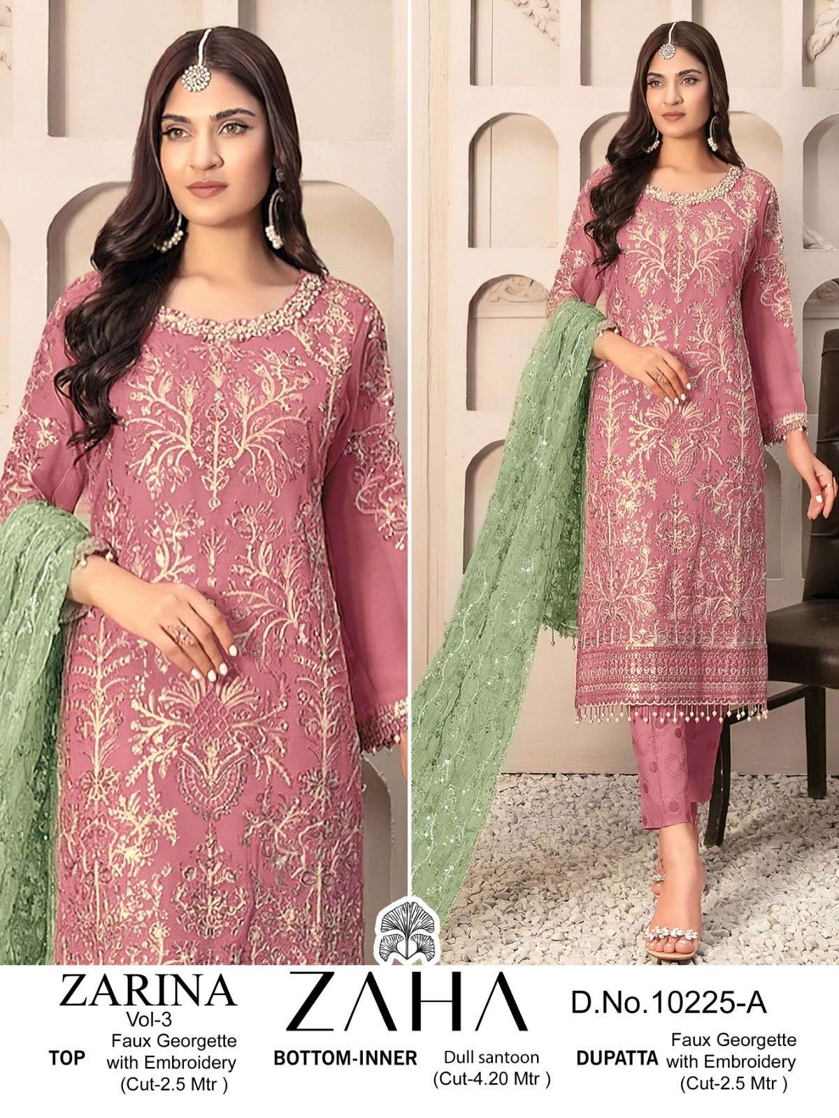 Zaha Zarina Vol 3 Faux Georgette Salwar Kameez Wholesale catalog