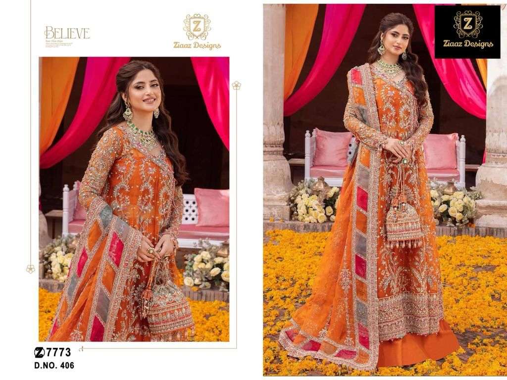 Ziaaz Designs 406 Georgette Embroidered Salwar Suit Wholesale catalog