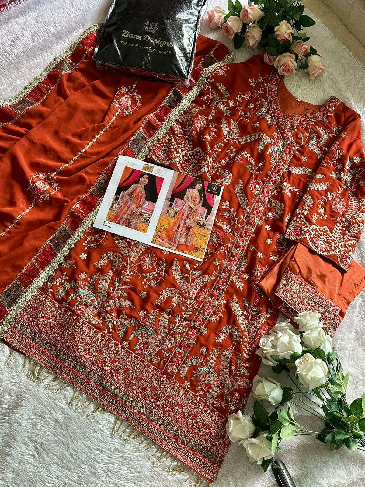 Ziaaz Designs 406 Georgette Embroidered Salwar Suit Wholesale catalog
