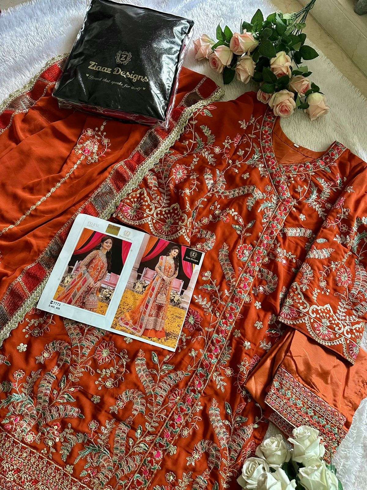 Ziaaz Designs 406 Georgette Embroidered Salwar Suit Wholesale catalog