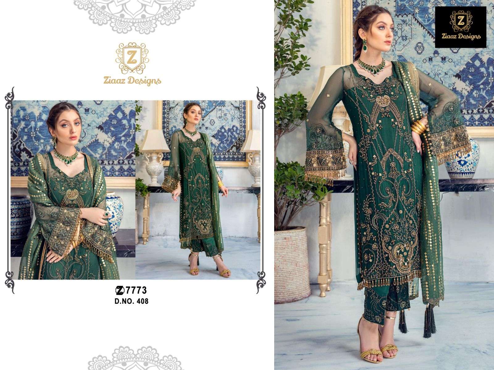 Ziaaz Designs 408 Pakistani Suit Wholesale catalog