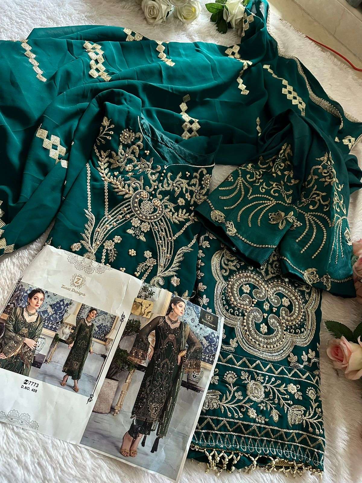 Ziaaz Designs 408 Pakistani Suit Wholesale catalog