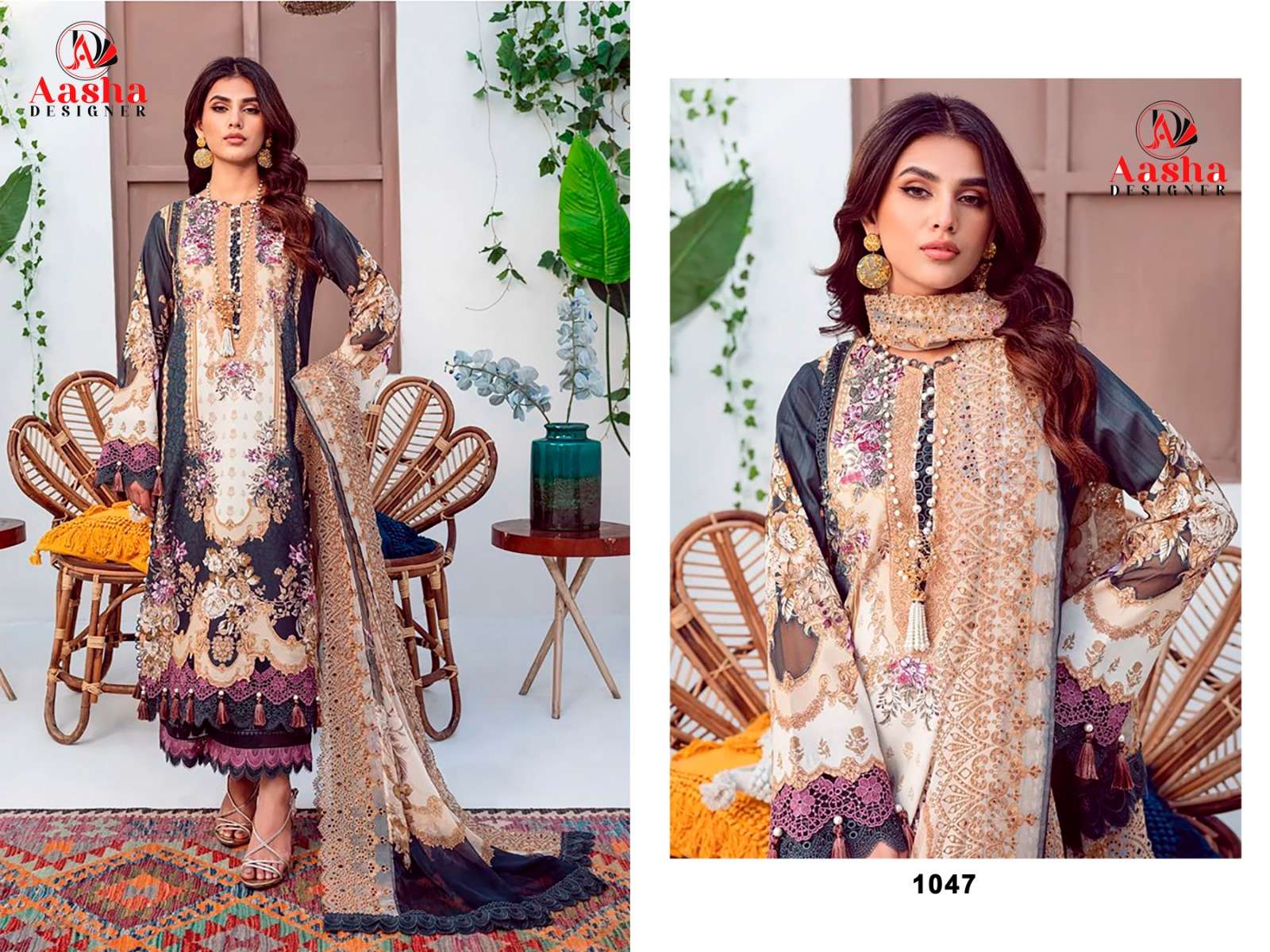 Aasha 1047 Semi Lawn Salwar Kameez Wholesale catalog
