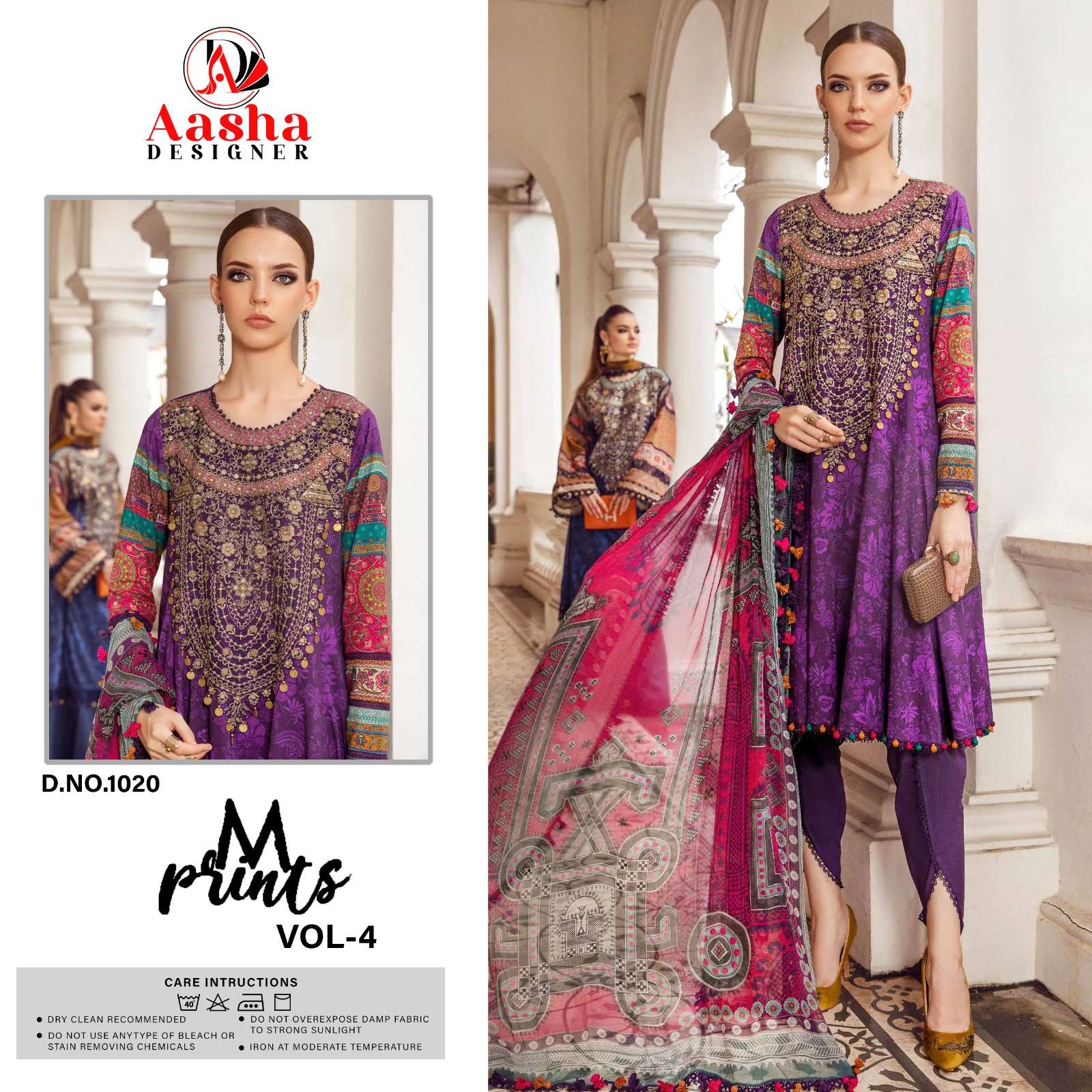 Aasha M Print Vol 4 Cotton Dupatta Pakistani Suits Wholesale catalog