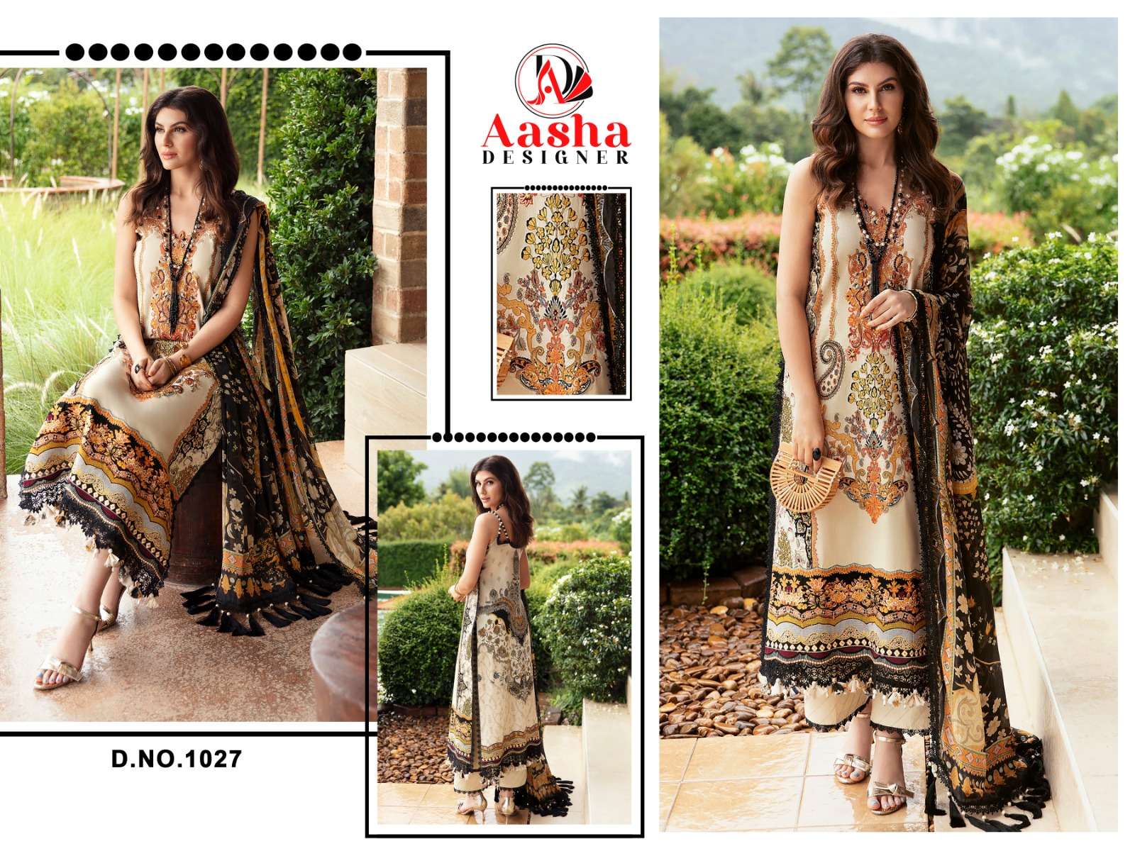 Aasha Queen Court Vol 3 Chiffon Dupatta Pakistani Suit Wholesale catalog